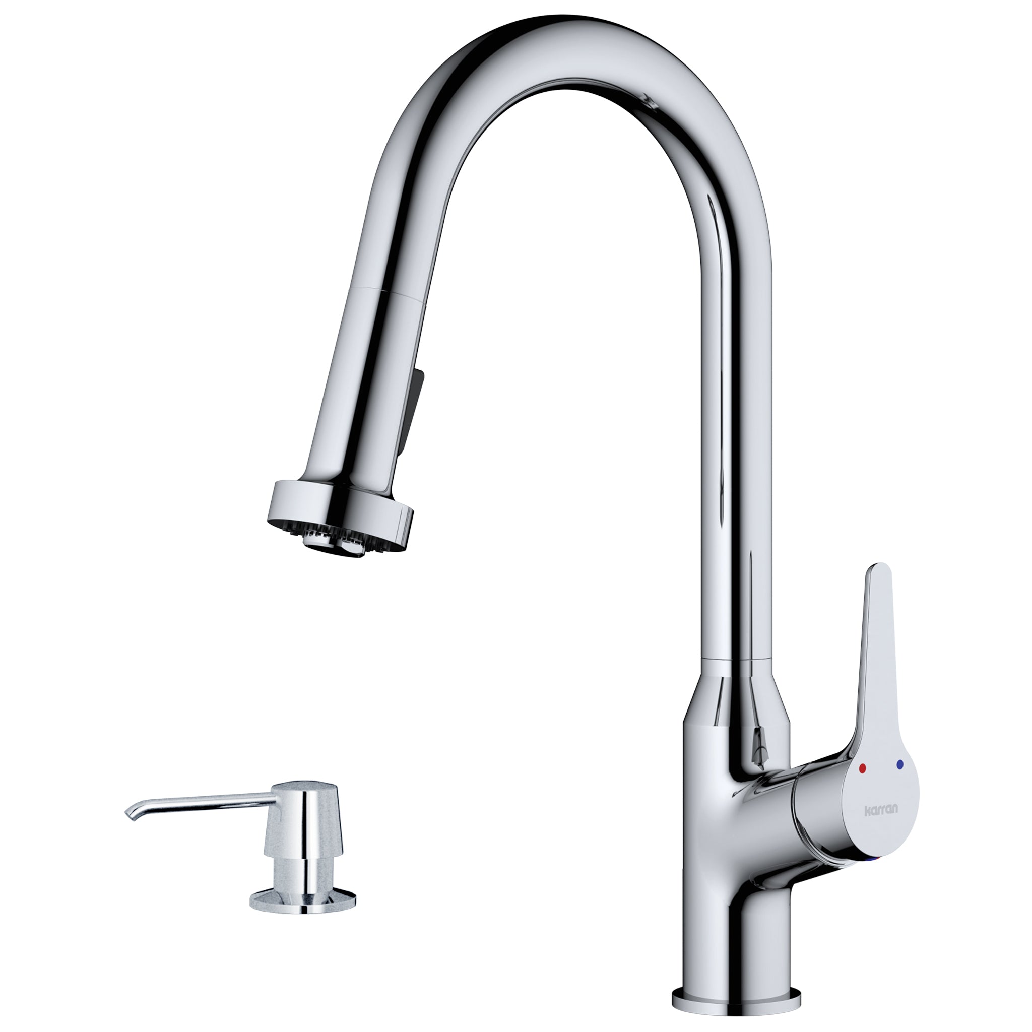 Karran Dockton 1.8 GPM Single Lever Handle Lead-free Brass ADA Kitchen Faucet, Pull-Down Kitchen, Chrome, KKF250SD25C