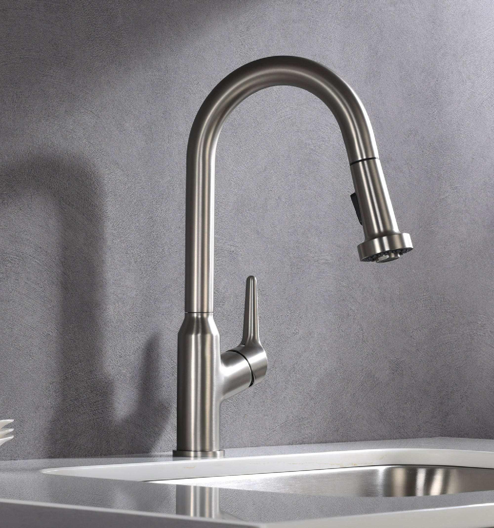 Karran Dockton Single Lever Handle Lead-free Brass ADA Kitchen Faucet, Pull Down, Stainless Steel, KKF250SS