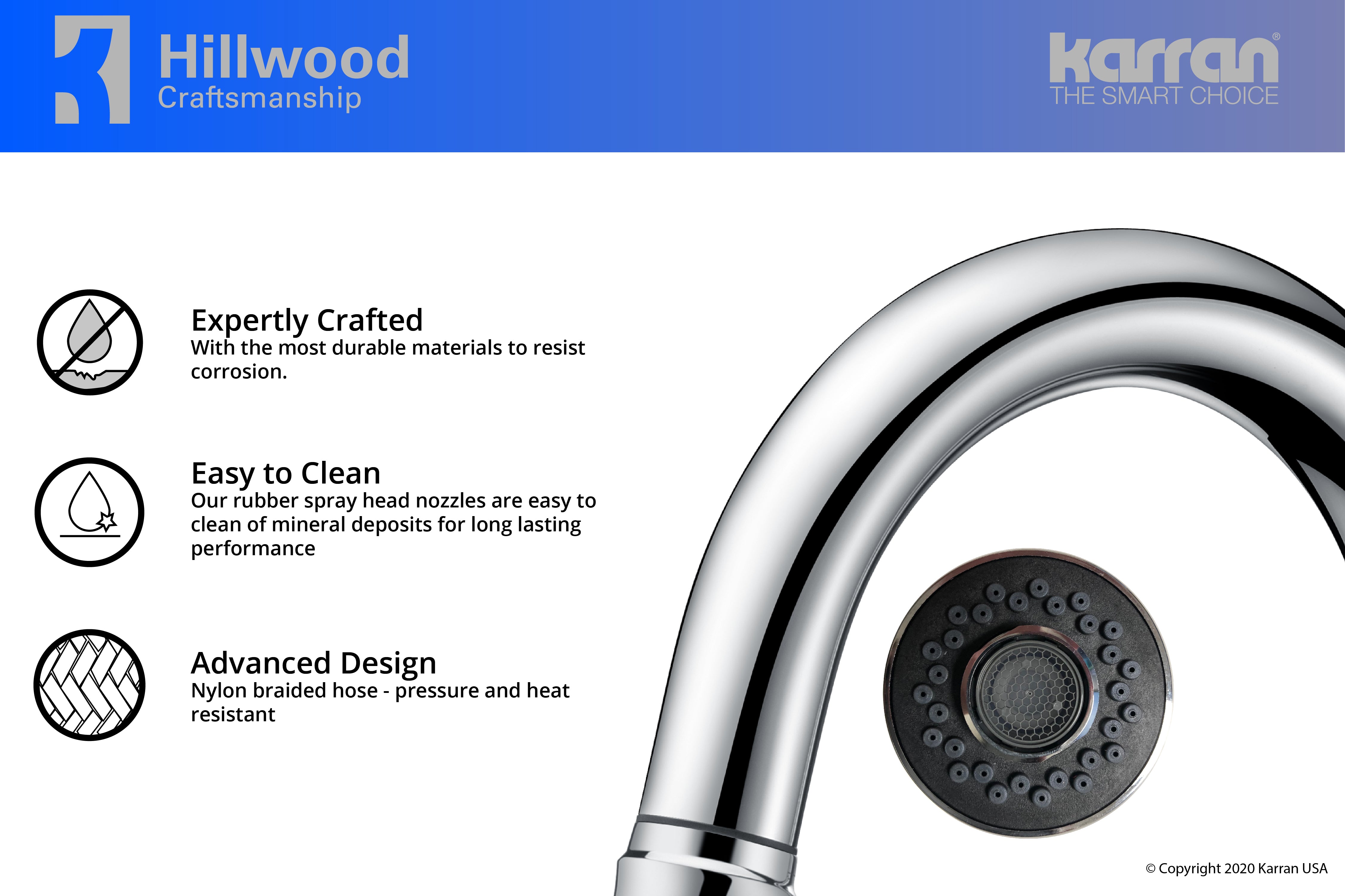 Alternate Image for Karran Hillwood Single Lever Handle Lead-free Brass ADA Kitchen Faucet, Pull Down, Chrome, KKF260C