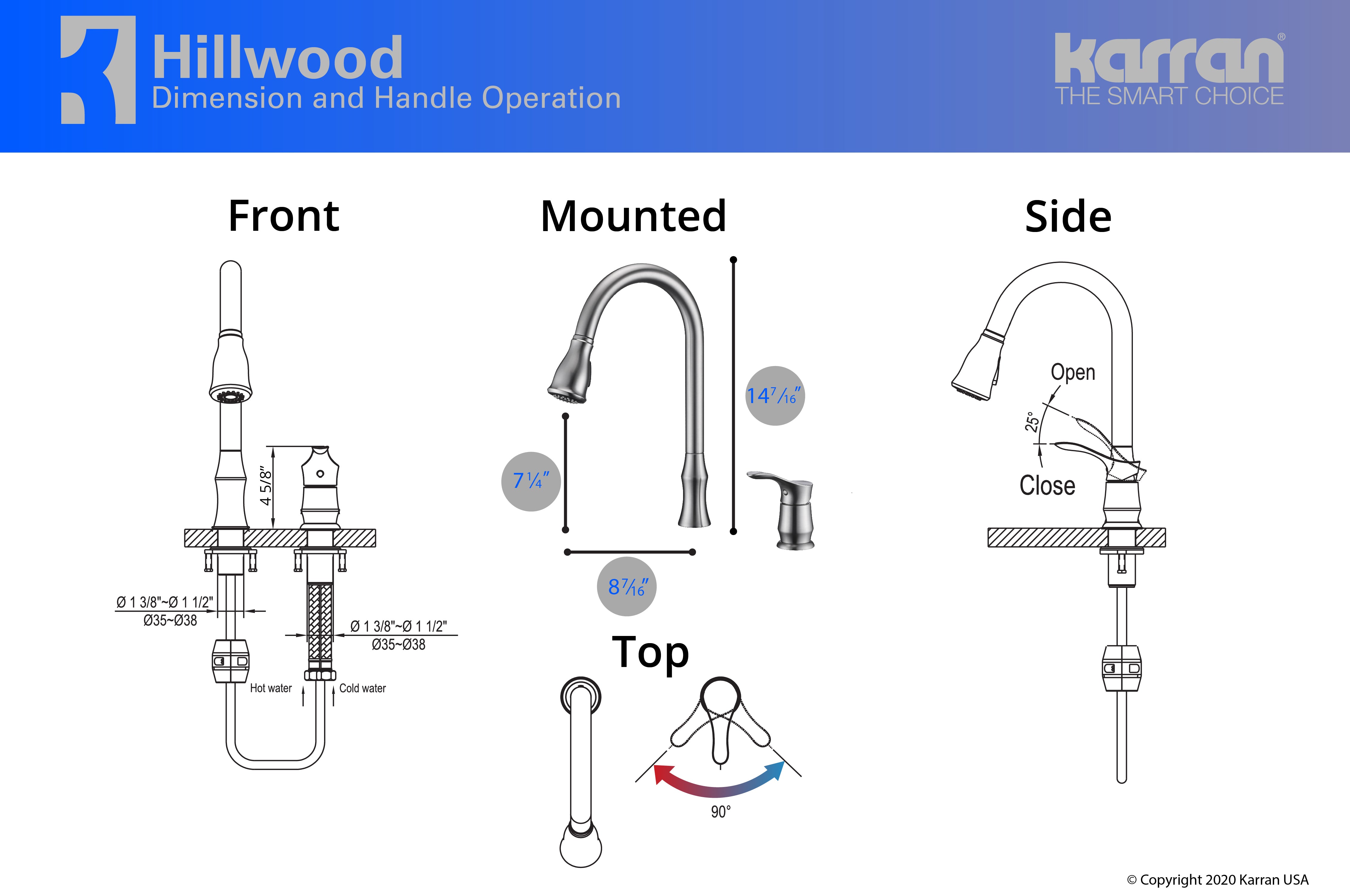 Alternate Image for Karran Hillwood Single Lever Handle Lead-free Brass ADA Kitchen Faucet, Pull Down, Stainless Steel, KKF260SS