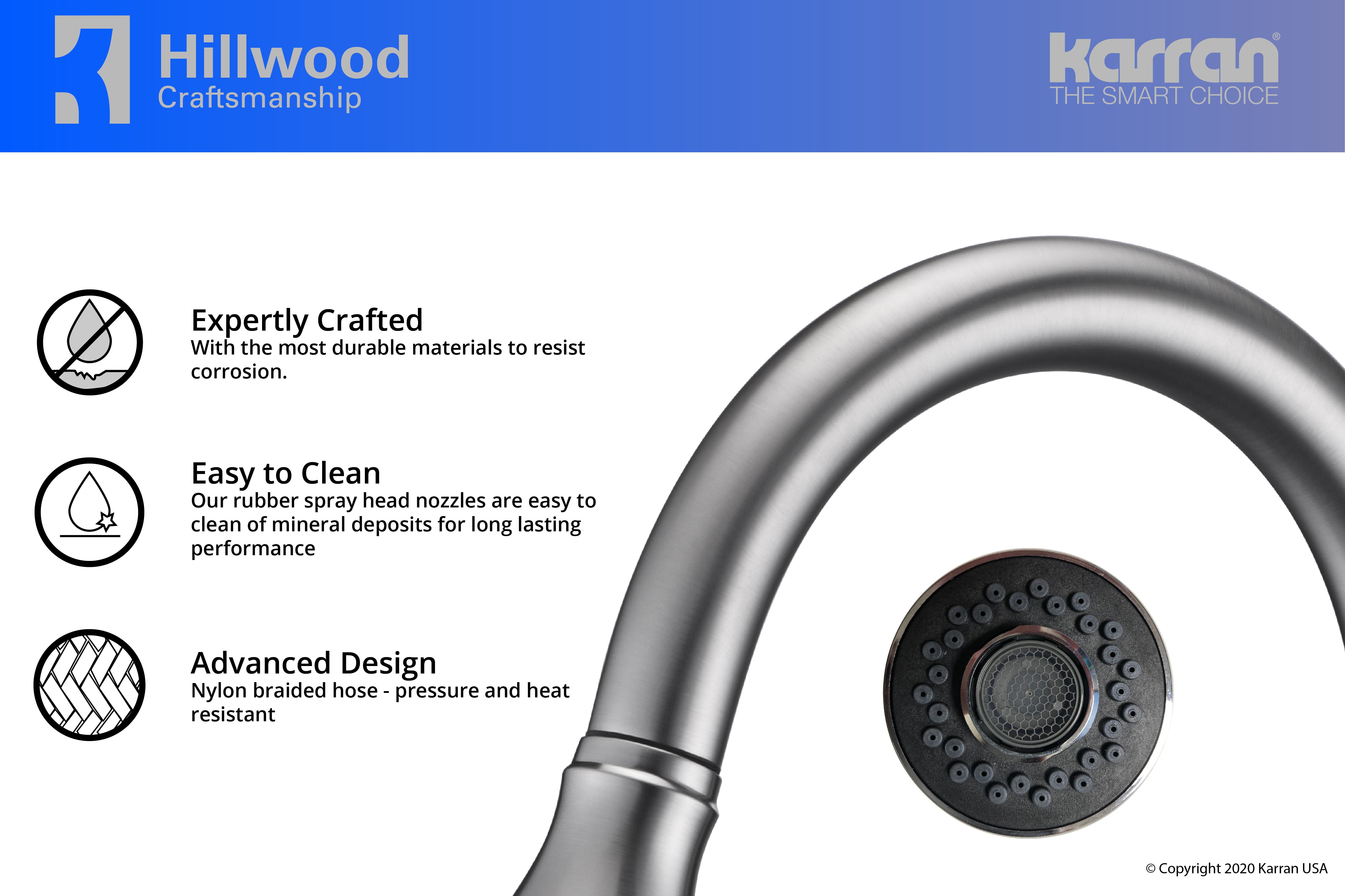 Alternate Image for Karran Hillwood Single Lever Handle Lead-free Brass ADA Kitchen Faucet, Pull Down, Stainless Steel, KKF260SS
