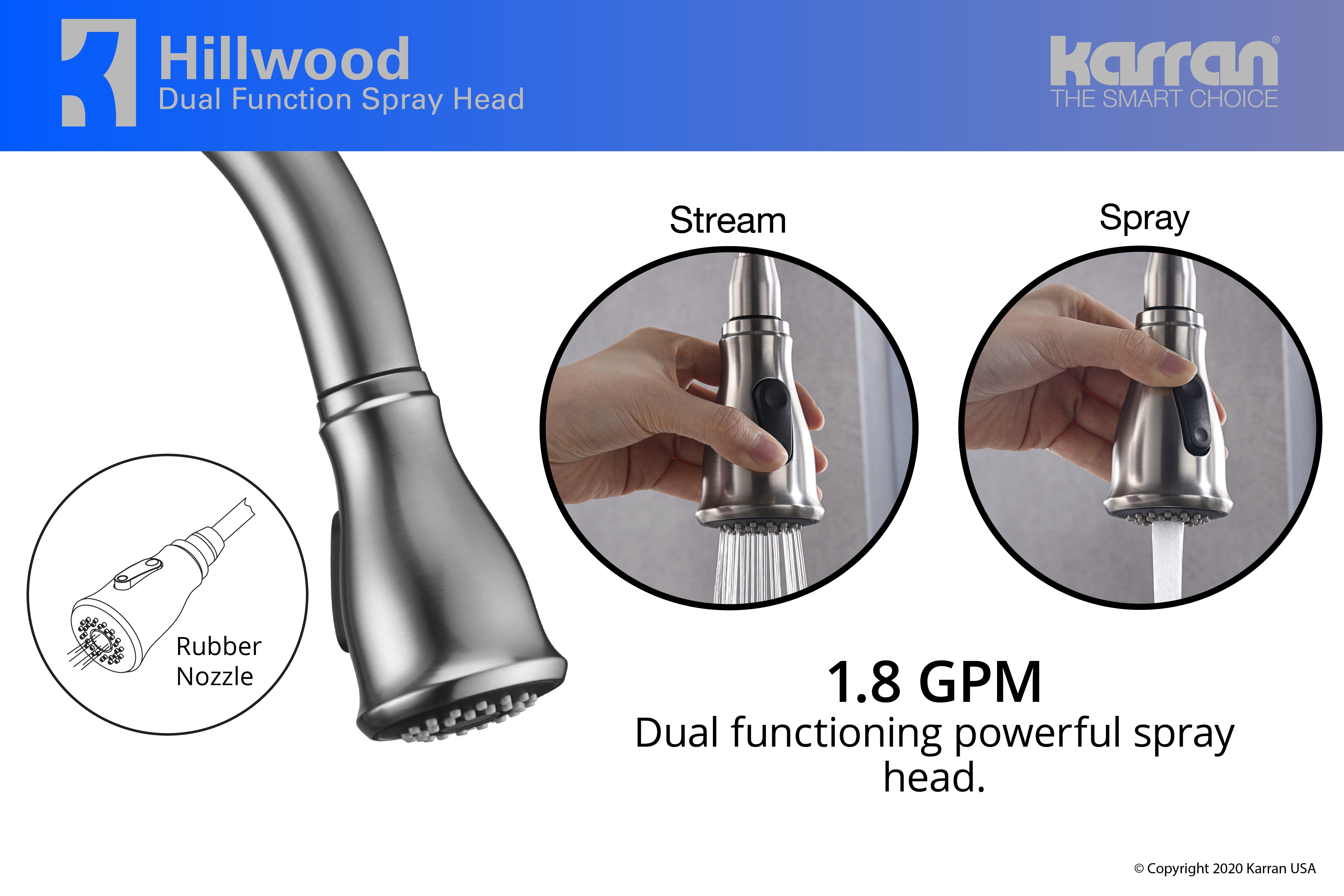 Alternate Image for Karran Hillwood Single Lever Handle Lead-free Brass ADA Kitchen Faucet, Pull Down, Stainless Steel, KKF260SS