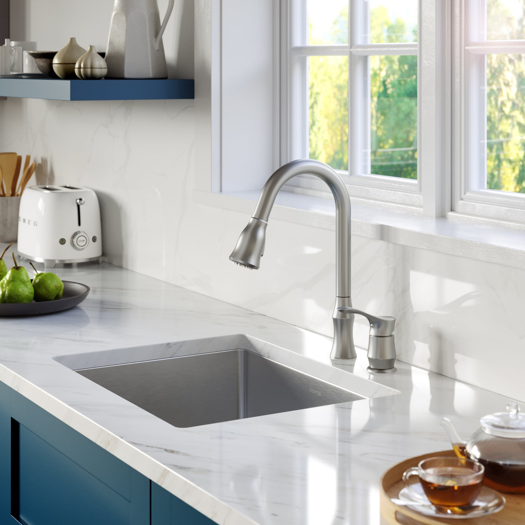 Alternate Image for Karran Hillwood 1.8 GPM Single Lever Handle Lead-free Brass ADA Kitchen Faucet, Pull-Down Kitchen, Stainless Steel, KKF260SD25SS