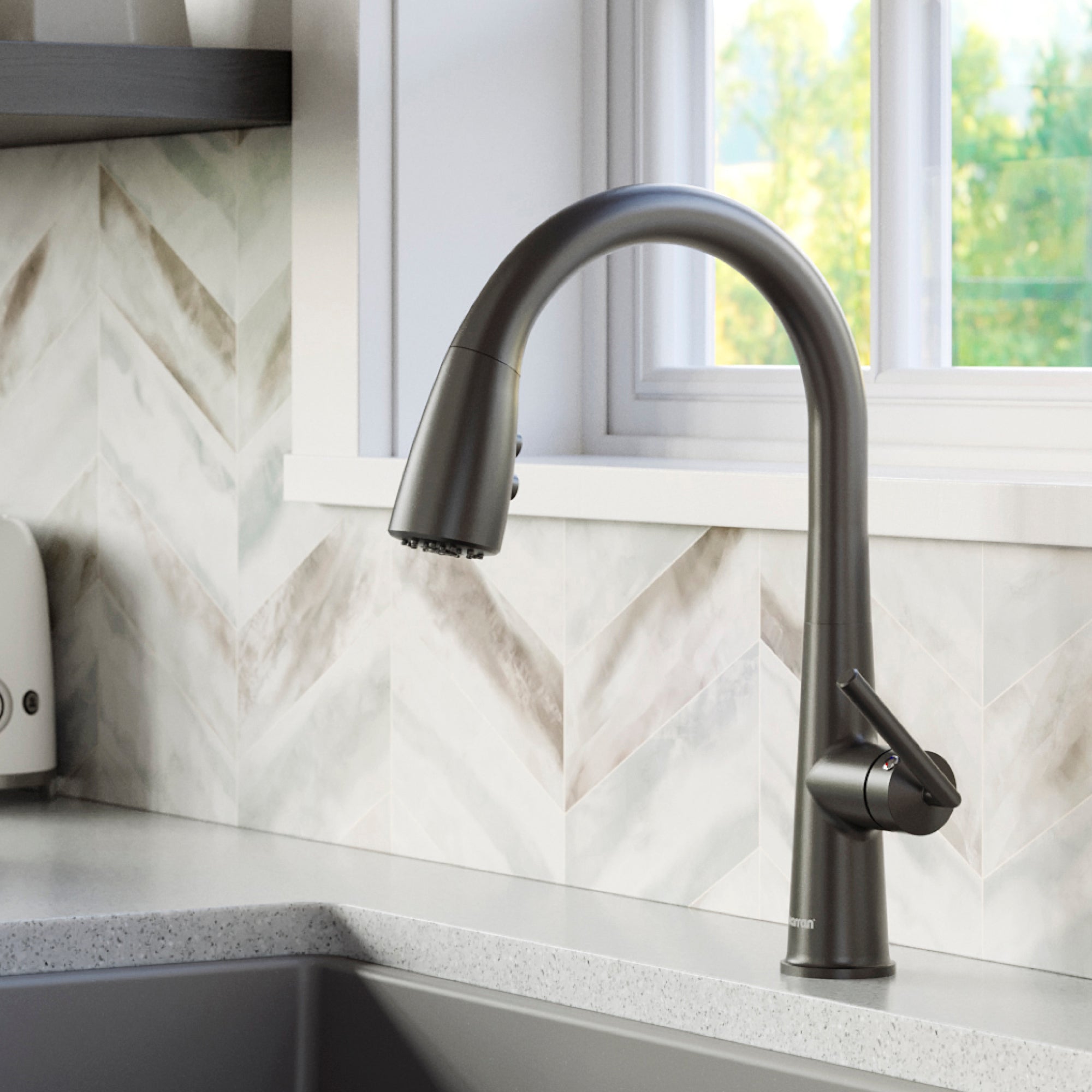 Karran Kentland 1.8 GPM Single Lever Handle Lead-free Brass ADA Kitchen Faucet, Pull-Down Kitchen, Gunmetal Grey, KKF320GG