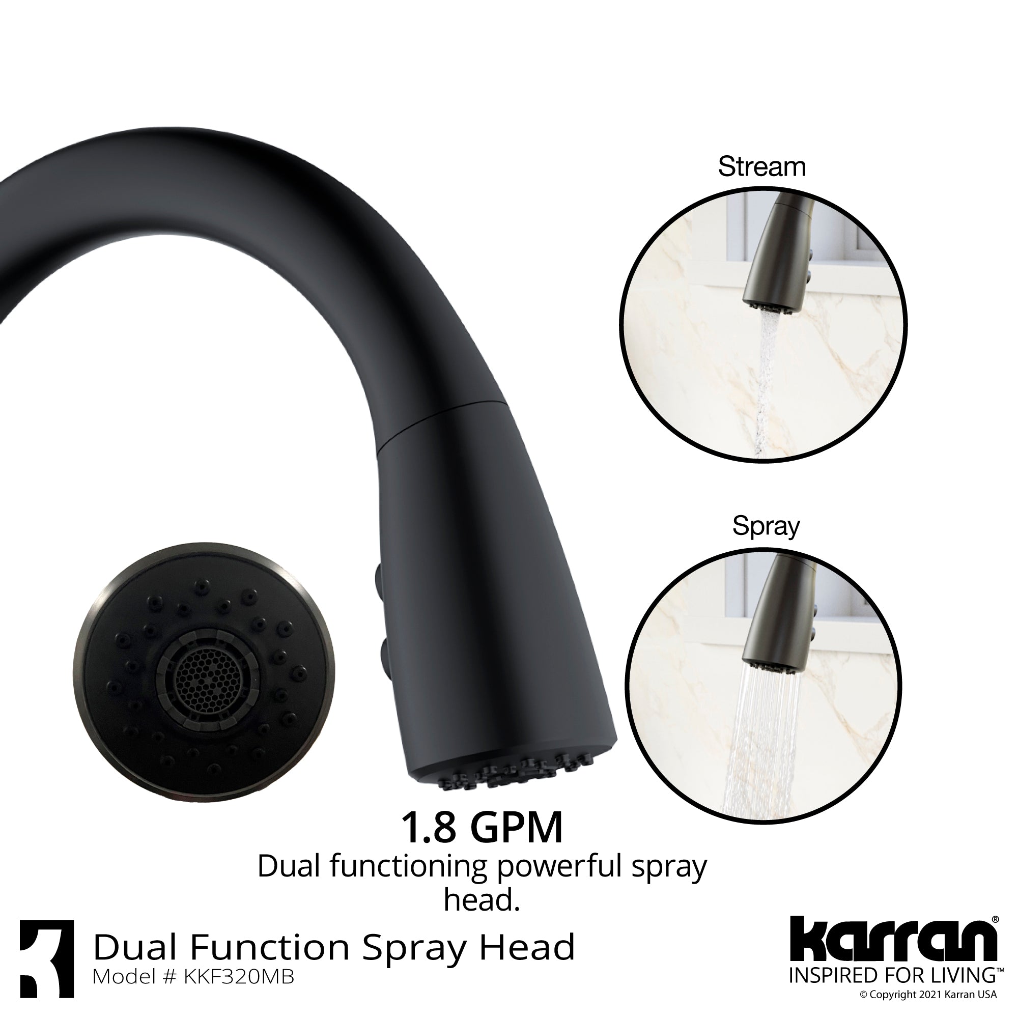 Alternate Image for Karran Kentland 1.8 GPM Single Lever Handle Lead-free Brass ADA Kitchen Faucet, Pull-Down Kitchen, Matte Black, KKF320MB