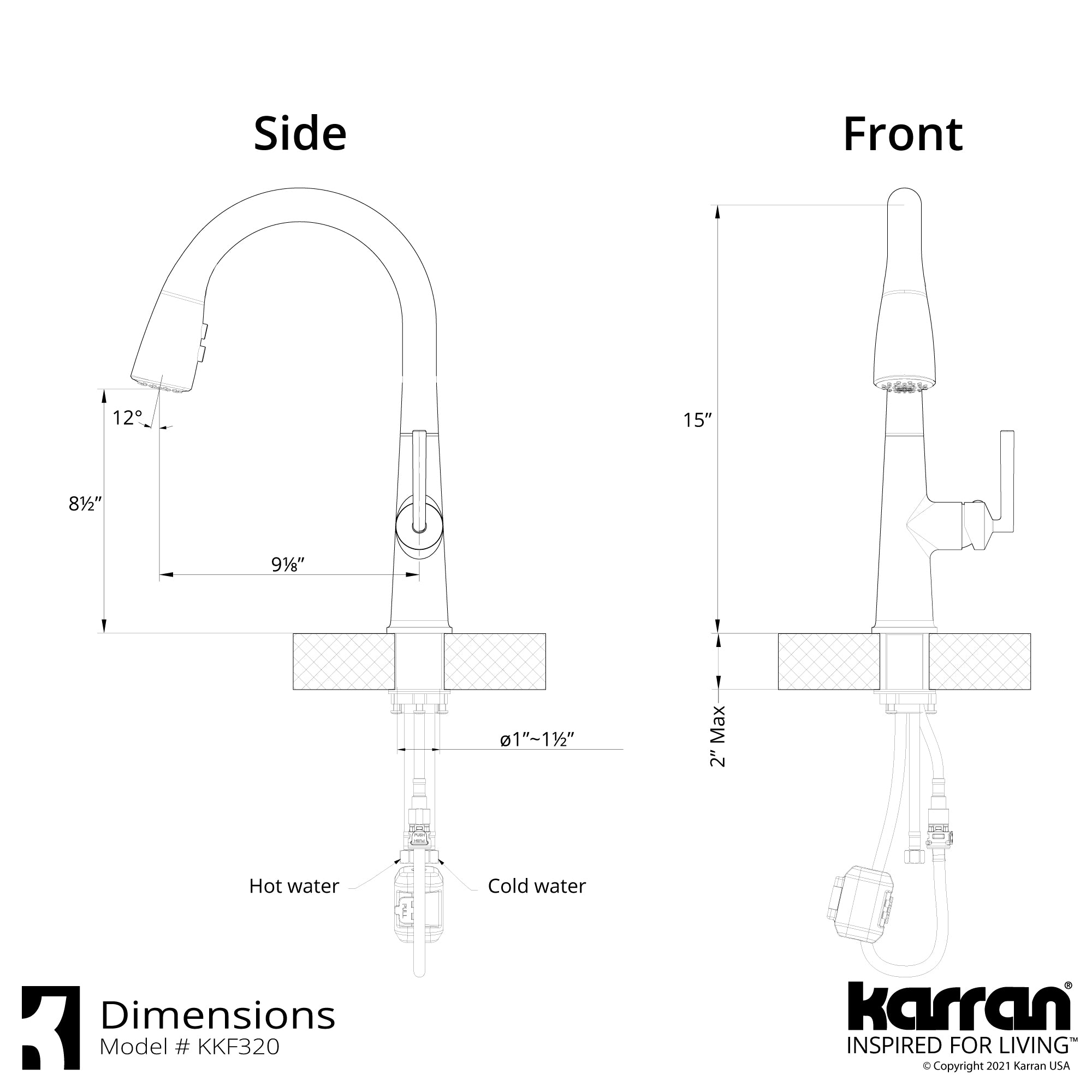 Alternate Image for Karran Kentland 1.8 GPM Single Lever Handle Lead-free Brass ADA Kitchen Faucet, Pull-Down Kitchen, Matte Black, KKF320MB