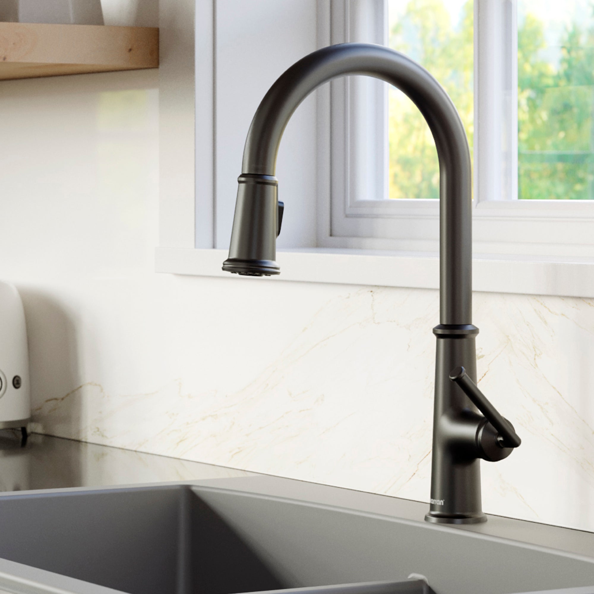 Alternate Image for Karran Elwood 1.8 GPM Single Lever Handle Lead-free Brass ADA Kitchen Faucet, Pull-Down Kitchen, Matte Black, KKF330MB