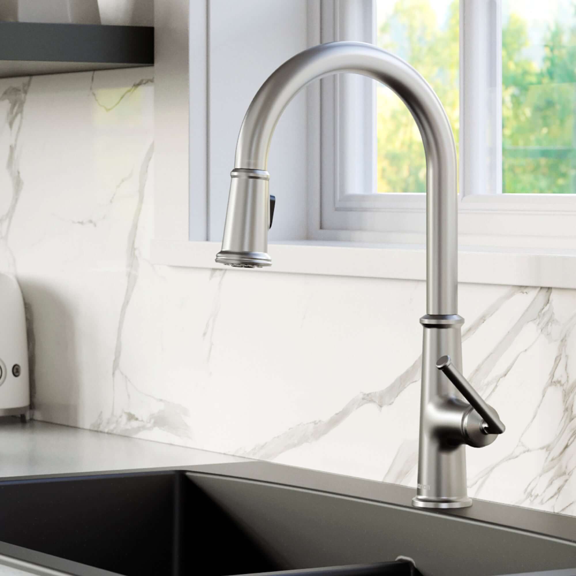 Alternate Image for Karran Elwood 1.8 GPM Single Lever Handle Lead-free Brass ADA Kitchen Faucet, Pull-Down Kitchen, Stainless Steel, KKF330SS