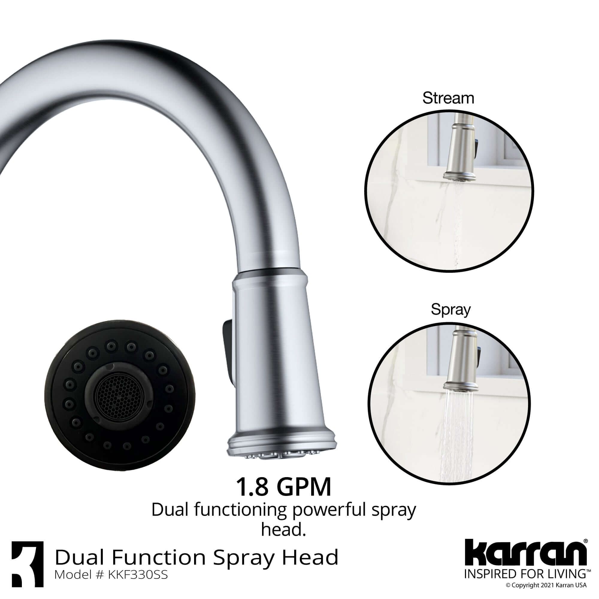 Alternate Image for Karran Elwood 1.8 GPM Single Lever Handle Lead-free Brass ADA Kitchen Faucet, Pull-Down Kitchen, Stainless Steel, KKF330SS