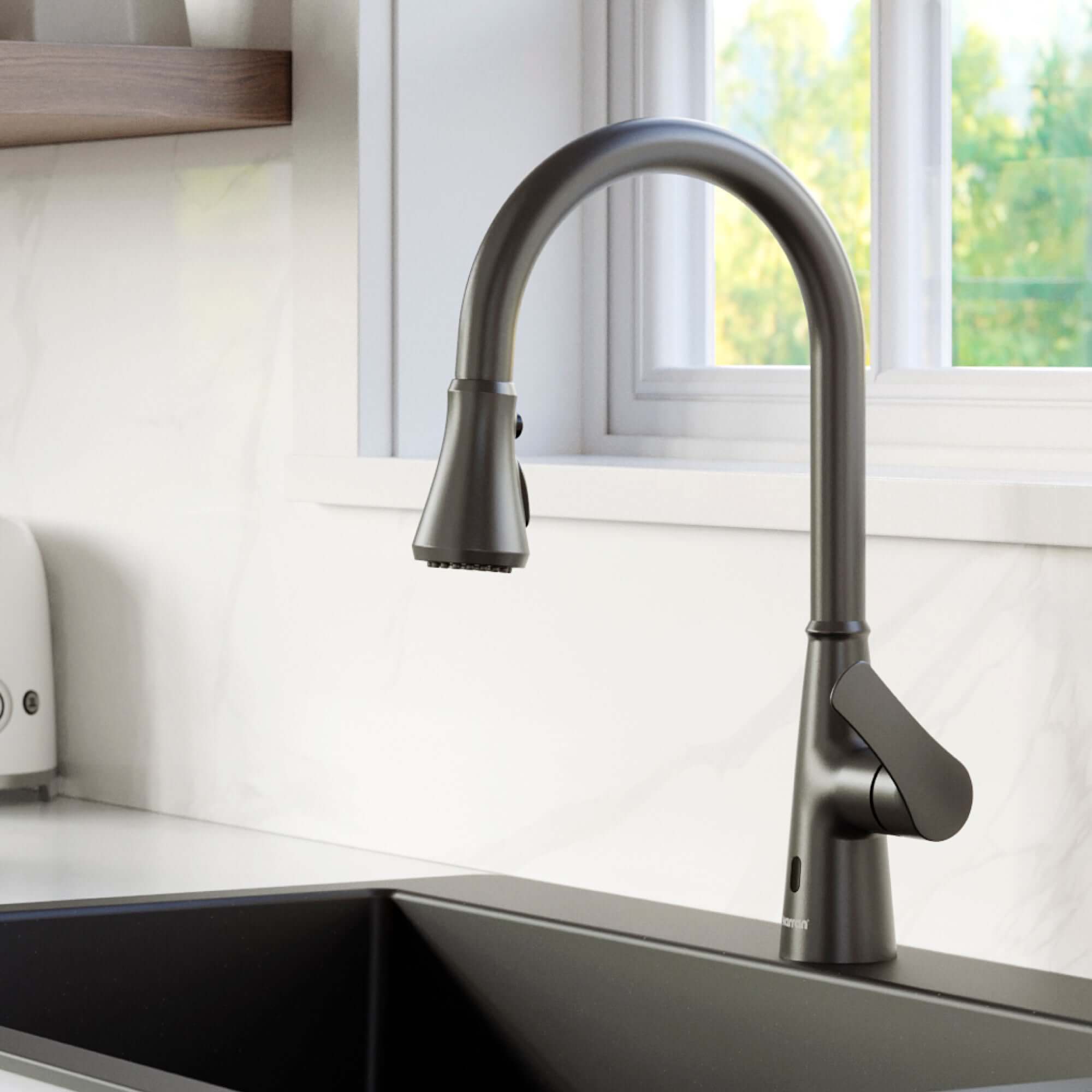 Alternate Image for Karran Kadoma 1.8 GPM Single Lever Handle Touchless ADA Kitchen Faucet, Pull-Down Kitchen, Gunmetal Grey, KKF340GG