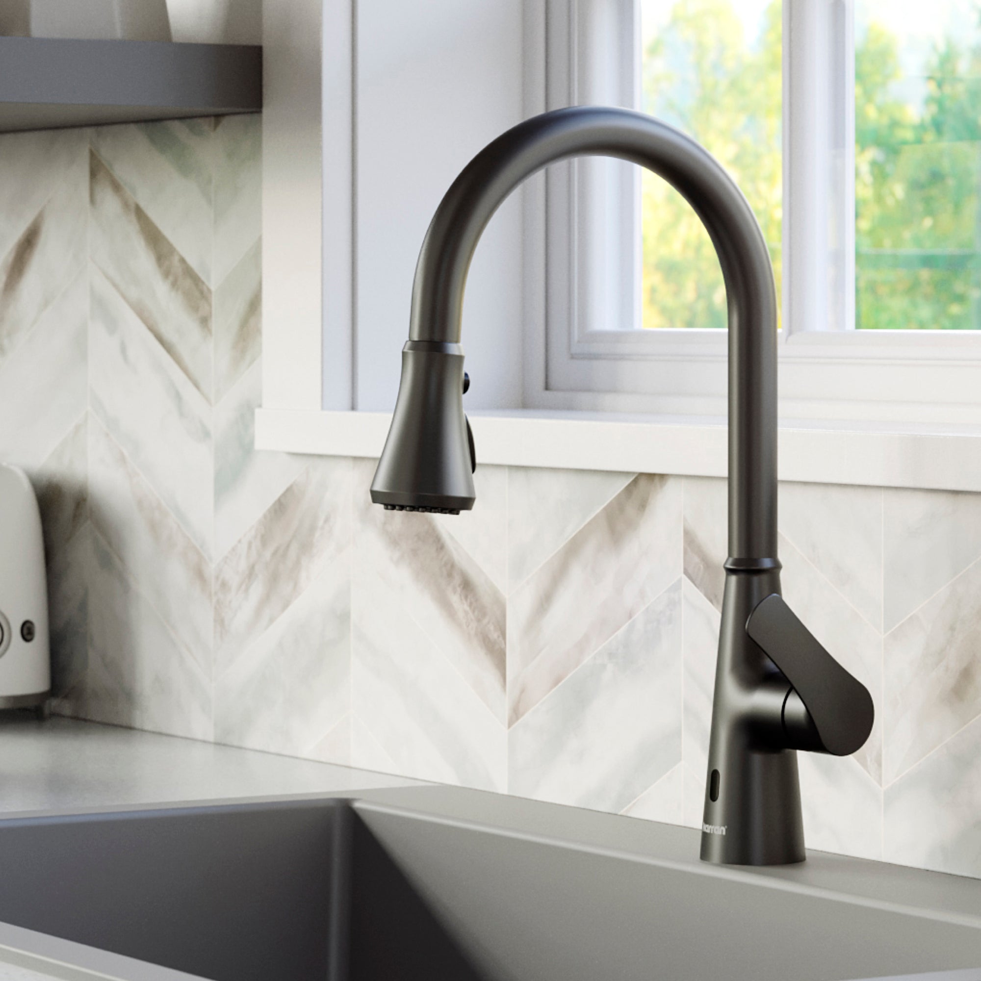 Alternate Image for Karran Kadoma 1.8 GPM Single Lever Handle Touchless ADA Kitchen Faucet, Pull-Down Kitchen, Matte Black, KKF340MB
