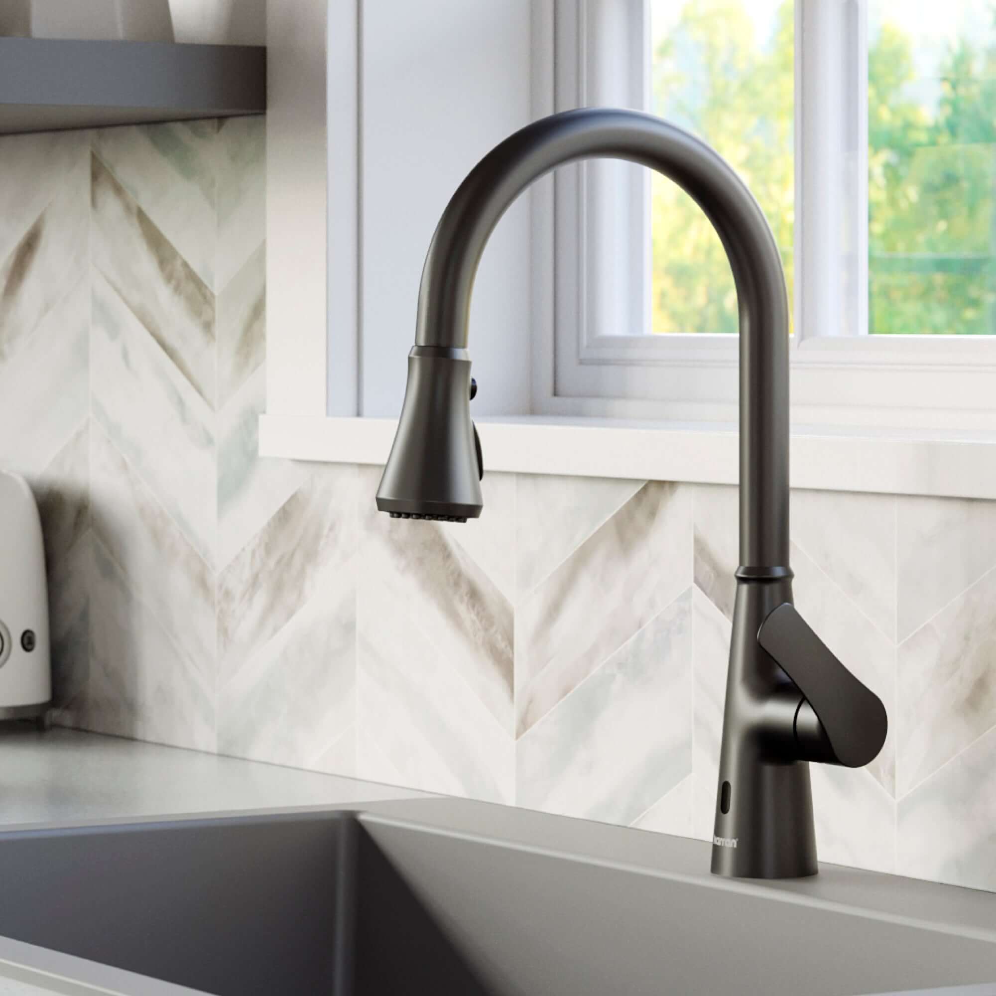 Alternate Image for Karran Kadoma 1.8 GPM Single Lever Handle Touchless ADA Kitchen Faucet, Pull-Down Kitchen, Matte Black, KKF340MB