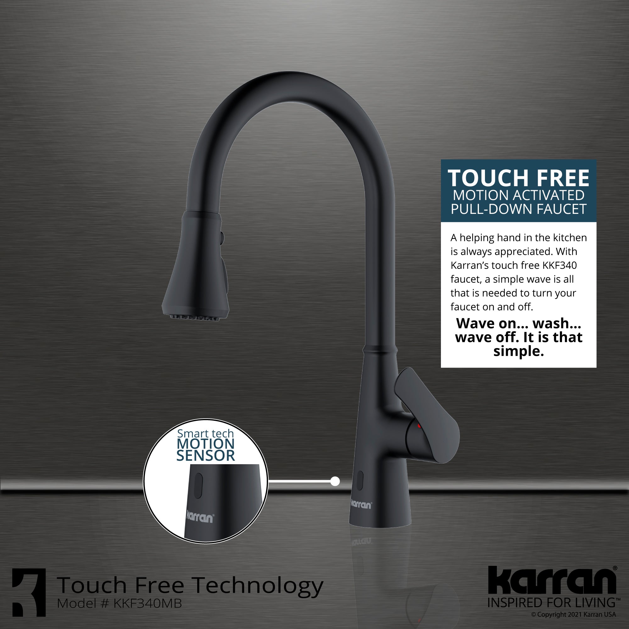 Alternate Image for Karran Kadoma 1.8 GPM Single Lever Handle Touchless ADA Kitchen Faucet, Pull-Down Kitchen, Matte Black, KKF340MB