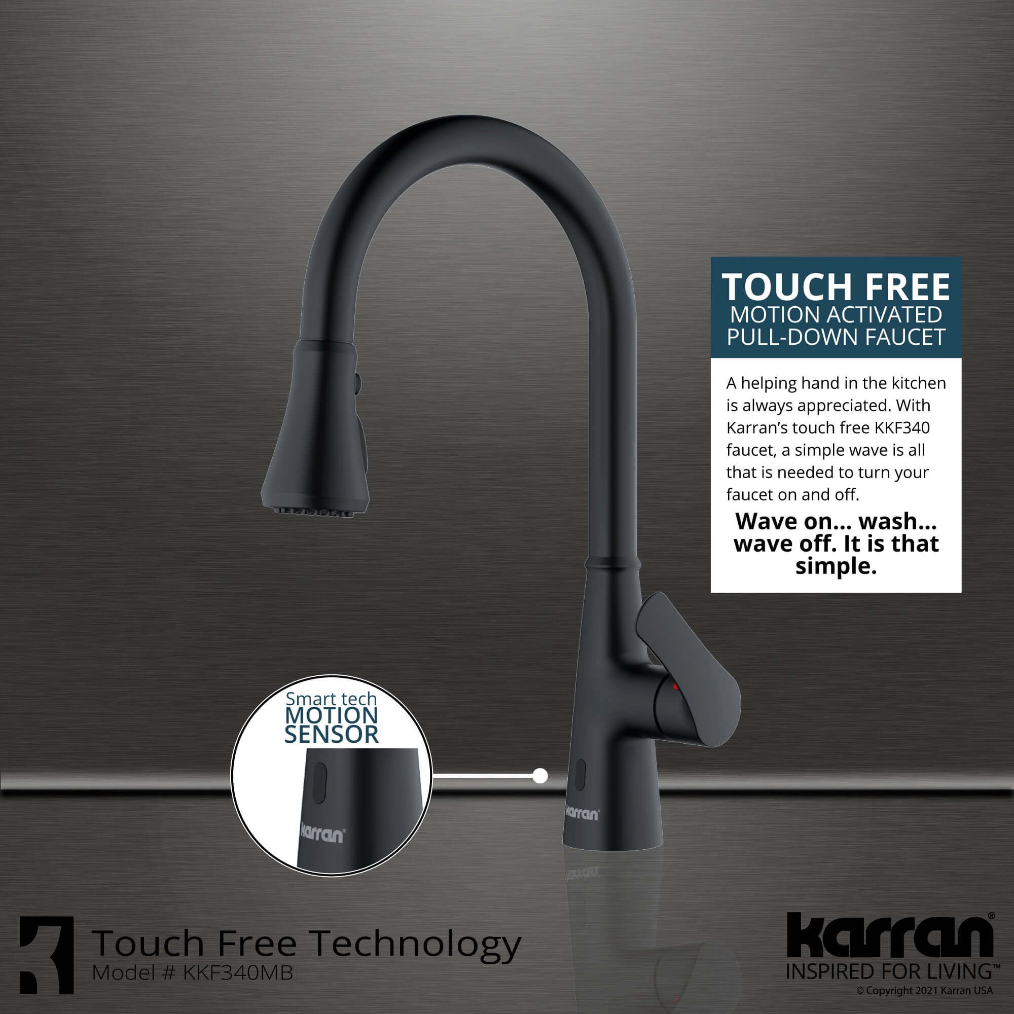 Alternate Image for Karran Kadoma 1.8 GPM Single Lever Handle Touchless ADA Kitchen Faucet, Pull-Down Kitchen, Matte Black, KKF340MB