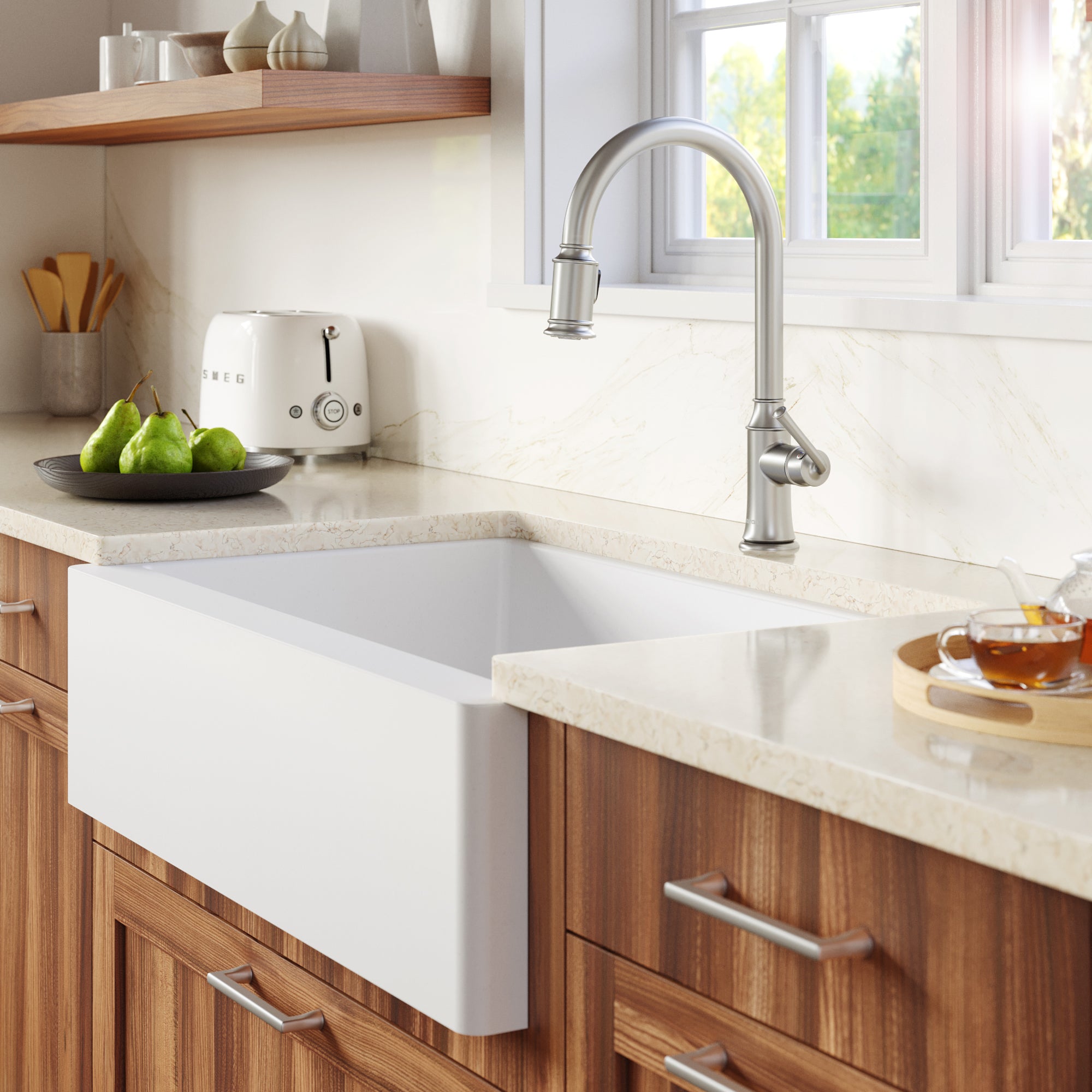 Alternate Image for Karran Auburn 1.8 GPM Single Lever Handle Lead-free Brass ADA Kitchen Faucet, Pull-Down Kitchen, Stainless Steel, KKF310SS