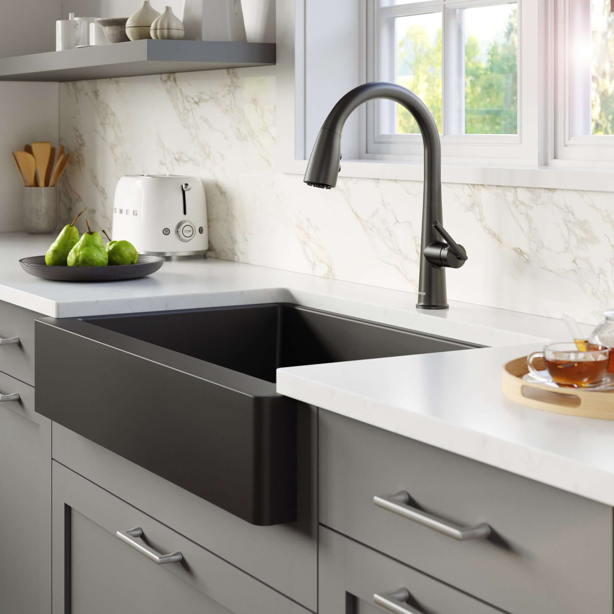 Alternate Image for Karran Kentland 1.8 GPM Single Lever Handle Lead-free Brass ADA Kitchen Faucet, Pull-Down Kitchen, Matte Black, KKF320MB