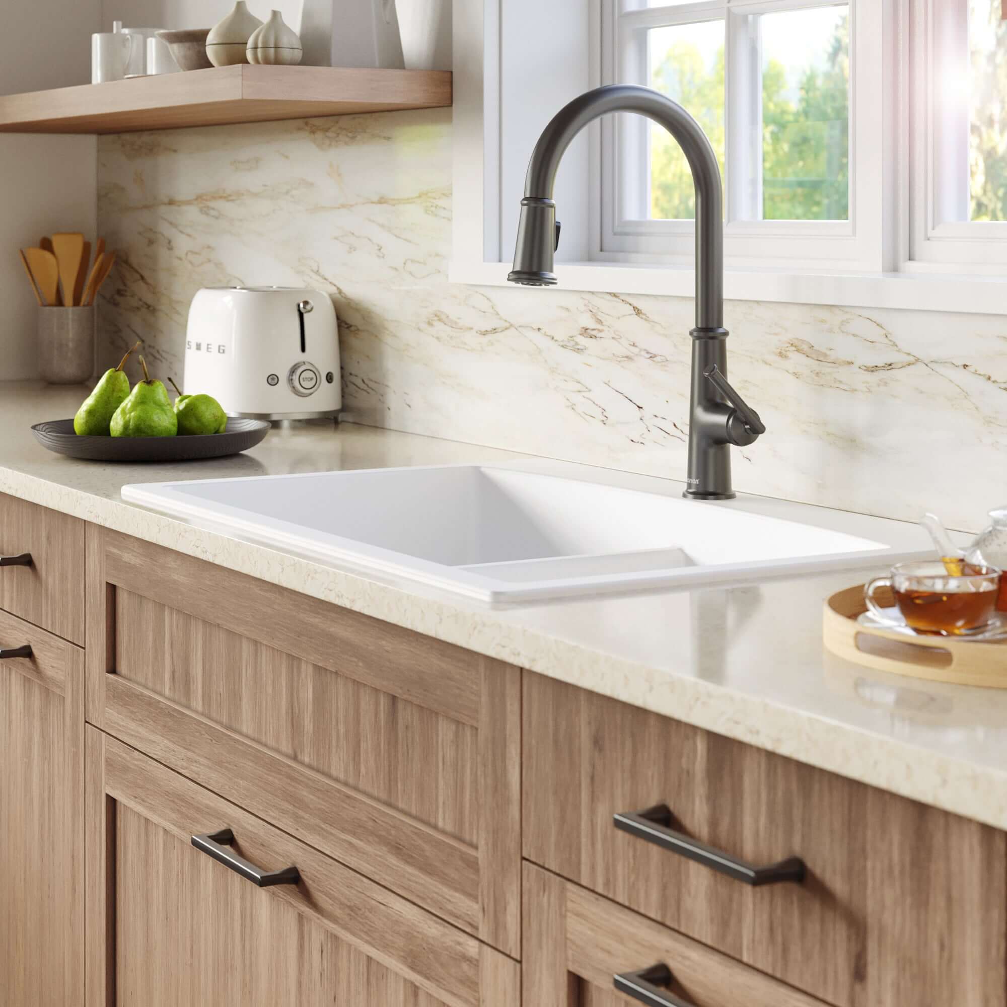 Alternate Image for Karran Elwood 1.8 GPM Single Lever Handle Lead-free Brass ADA Kitchen Faucet, Pull-Down Kitchen, Gunmetal Grey, KKF330GG