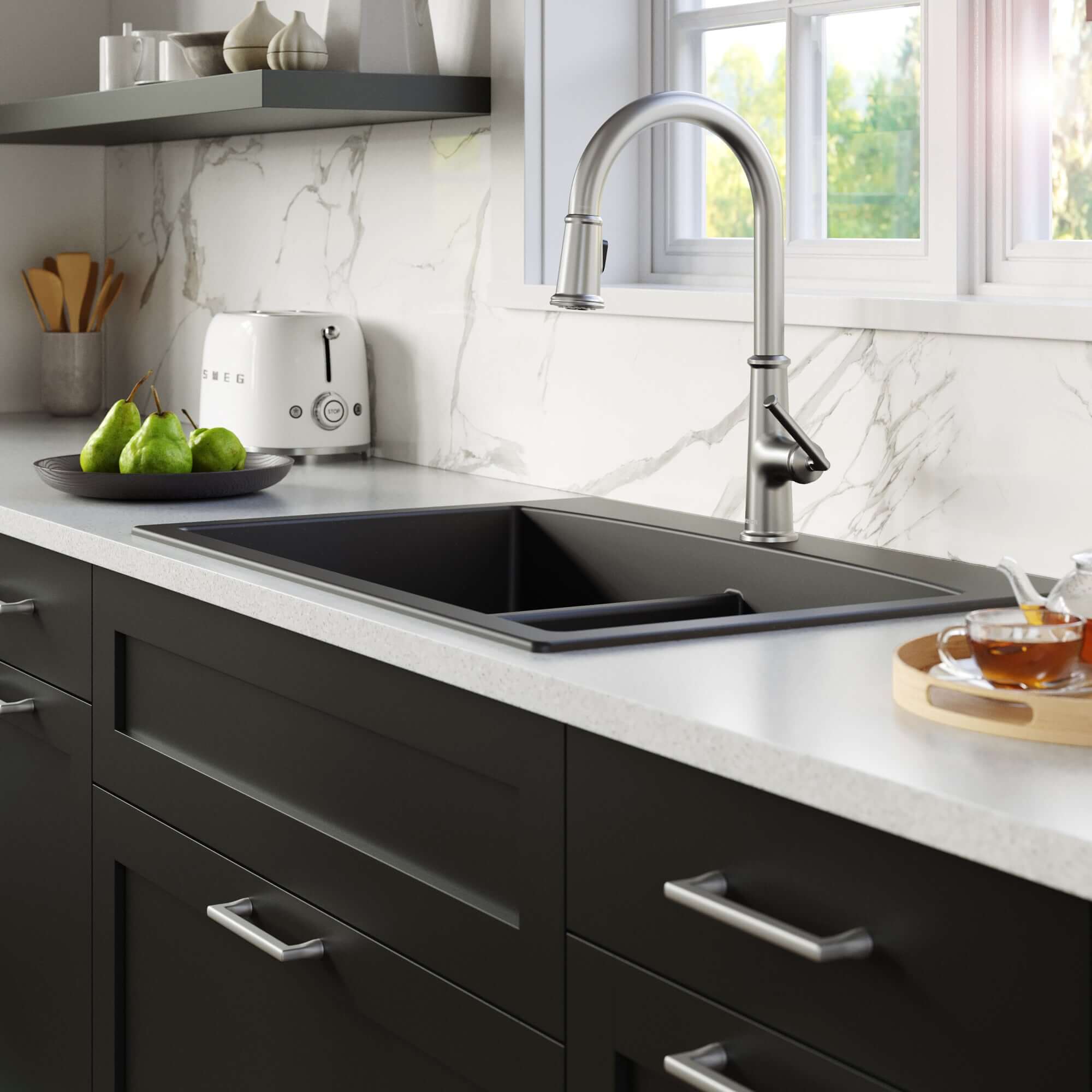 Alternate Image for Karran Elwood 1.8 GPM Single Lever Handle Lead-free Brass ADA Kitchen Faucet, Pull-Down Kitchen, Stainless Steel, KKF330SS