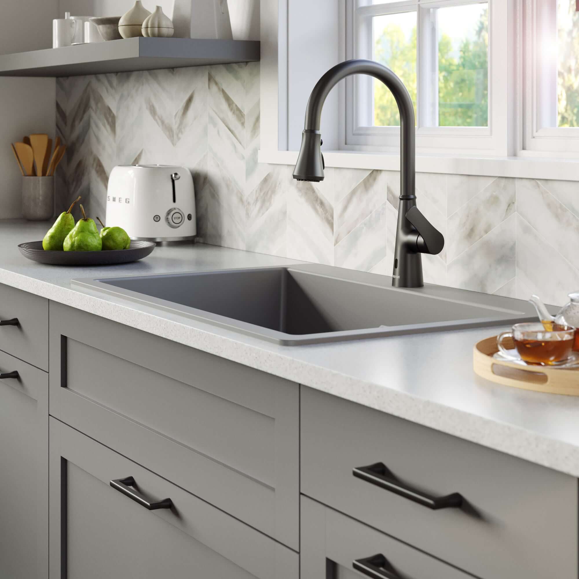 Alternate Image for Karran Kadoma 1.8 GPM Single Lever Handle Touchless ADA Kitchen Faucet, Pull-Down Kitchen, Matte Black, KKF340MB