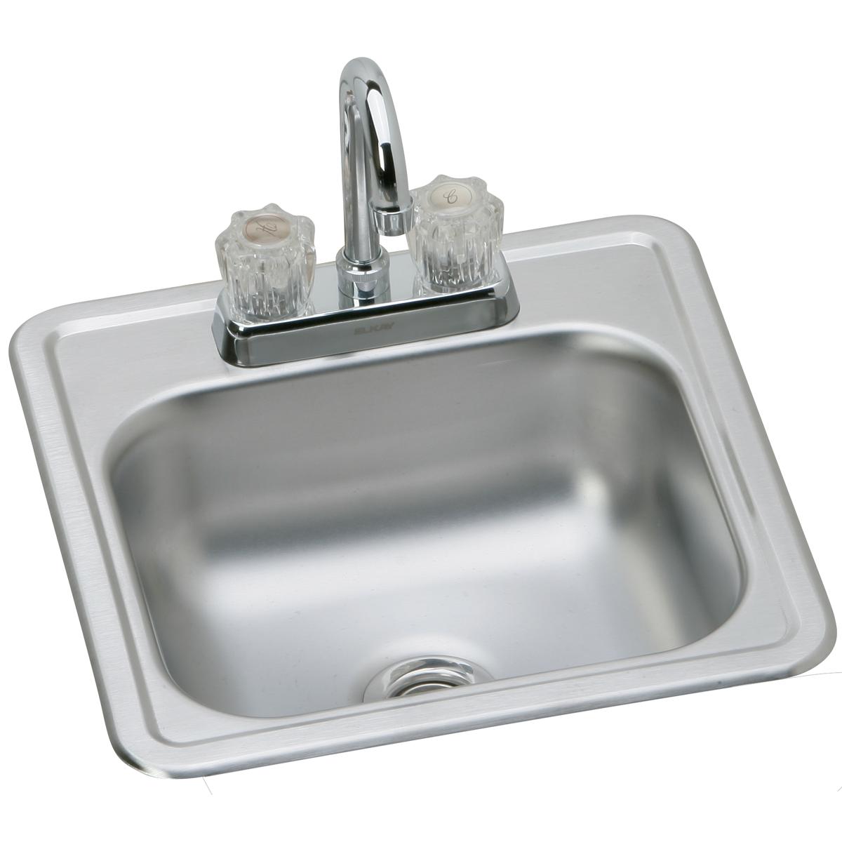 Elkay Dayton 15" Stainless Steel Bar Sink Kit, Satin, KP211515C - The Sink Boutique