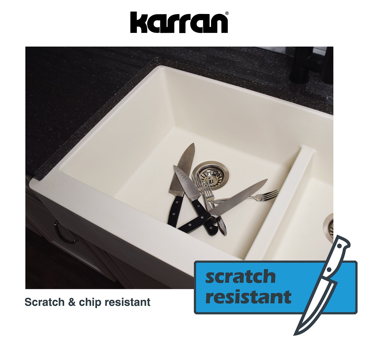 Alternate Image for Karran 33" Drop In/Topmount Quartz Composite Kitchen Sink, 60/40 Double Bowl, Grey, QT-630-GR