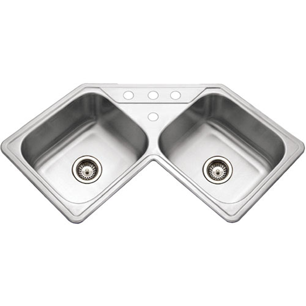 Alternate Image for Houzer 32" Stainless Steel Topmount Legend Corner Bowl Kitchen Sink, 20 Gauge, LCR-3221-1