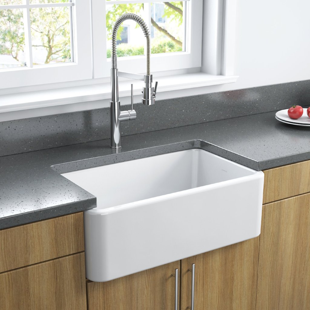 Alternate Image for Latoscana 30" Fireclay Single Bowl Farmhouse Apron Sink, White, LFS3018W