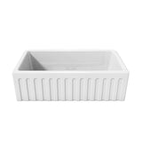 Latoscana 33-IN Fireclay Single Bowl Farmhouse Apron Sink Reversible LFS3318W Front Fluted