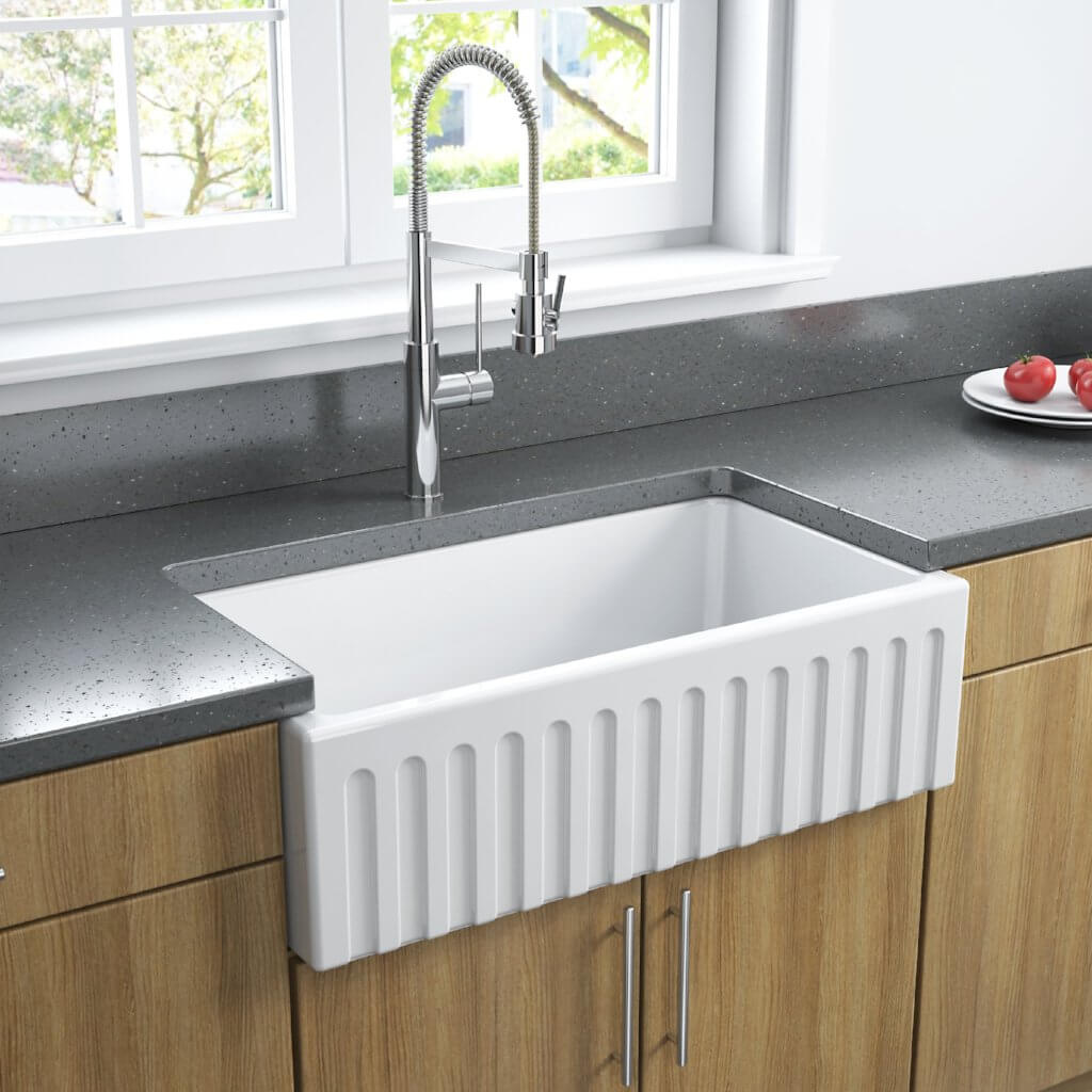 Alternate Image for Latoscana 33" Fireclay Single Bowl White Farmhouse Apron Sink, Reversible, LFS3318W