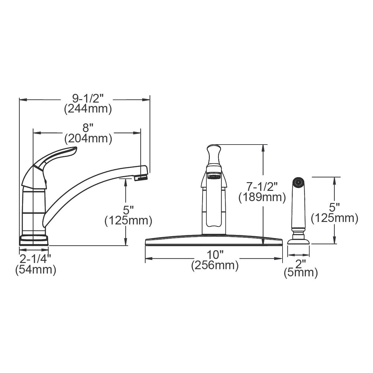 Alternate Image for Elkay LK1001CR Everyday Four Hole Deck Mount Kitchen Faucet with Lever Handle and Side Spray and Escutcheon Chrome