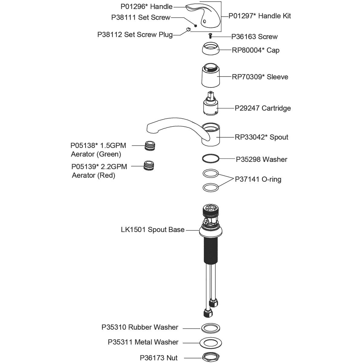 Alternate Image for Elkay LK1500CR Everyday Single Hole Deck Mount Kitchen Faucet with Lever Handle Chrome