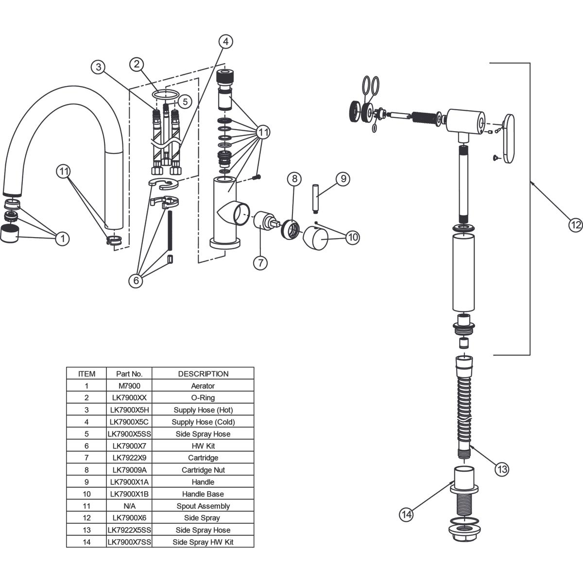 Alternate Image for Elkay LK7922SSS Allure Single Hole Kitchen Faucet with Lever Handle and Side Spray Satin Stainless Steel