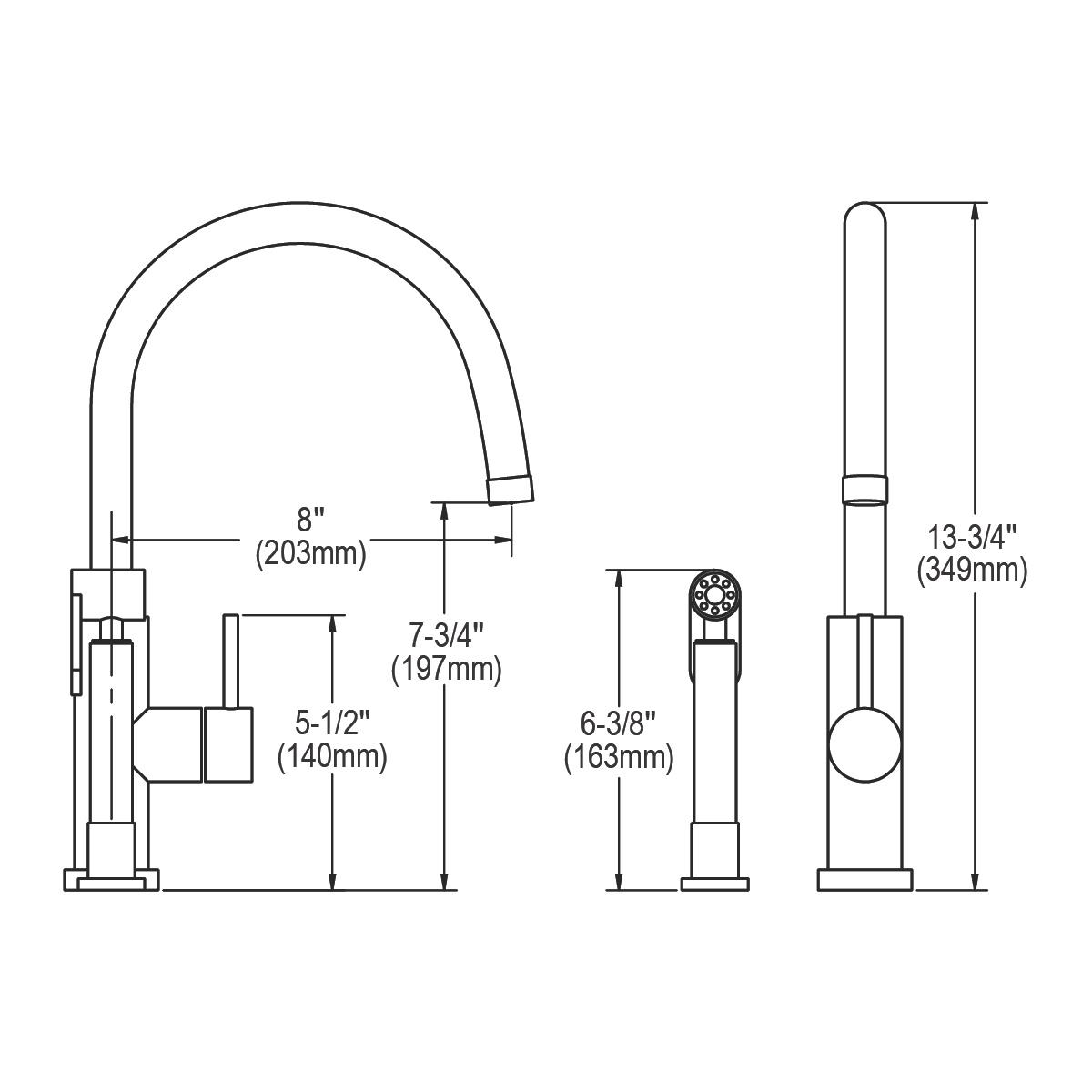 Alternate Image for Elkay LK7922SSS Allure Single Hole Kitchen Faucet with Lever Handle and Side Spray Satin Stainless Steel