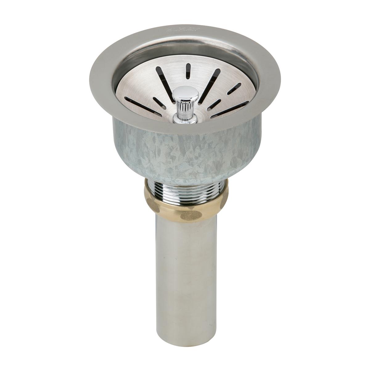 Alternate Image for Elkay LK99S Deluxe 3-1/2" Drain with Satin Finish Type 304, Stainless Steel Body Strainer Basket Rubber Seal and Tailpiece