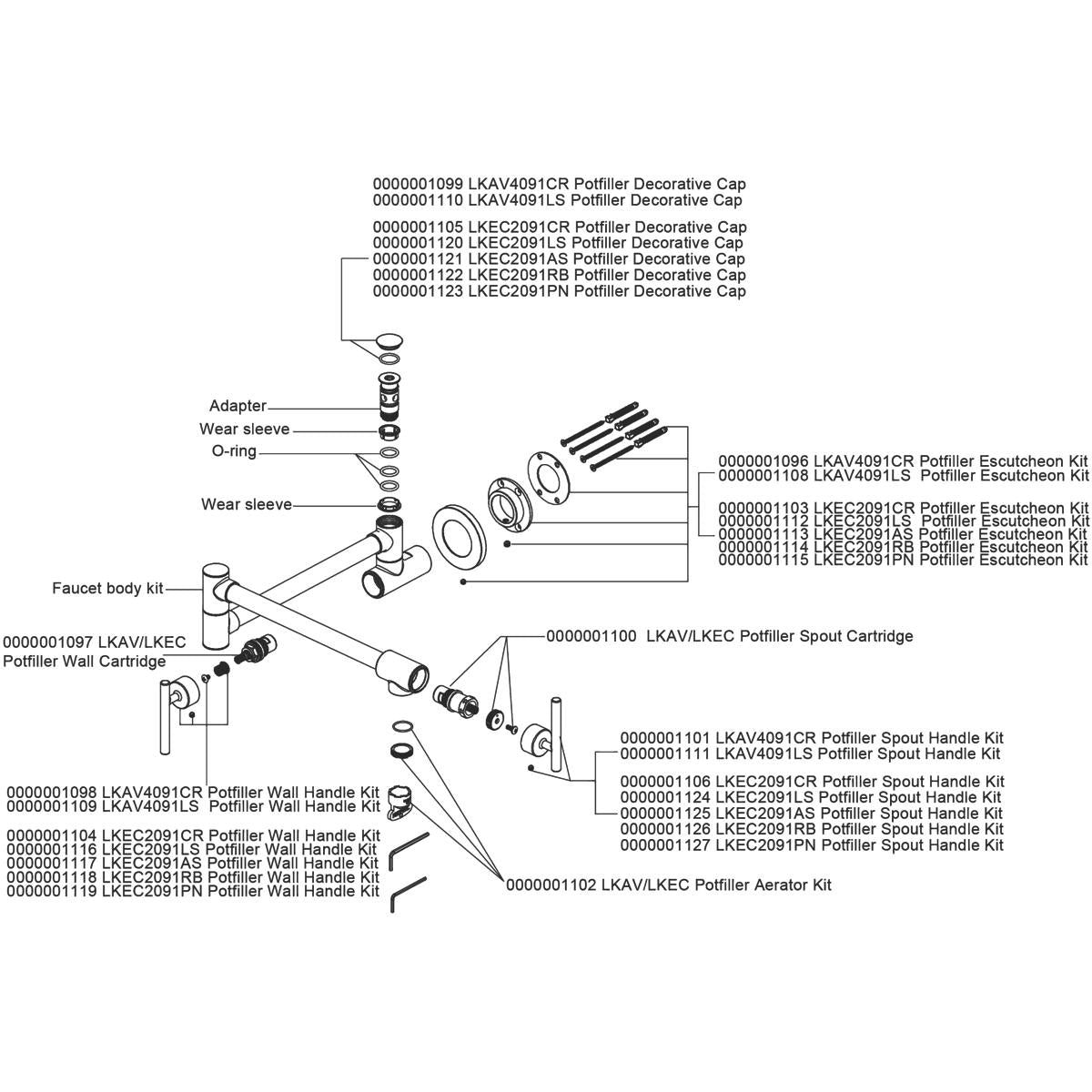 Alternate Image for Elkay LKAV4091CR Avado Wall Mount Single Hole Pot Filler Kitchen Faucet with Lever Handles Chrome