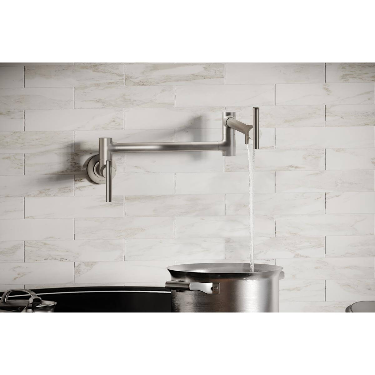 Alternate Image for Elkay LKAV4091LS Avado Wall Mount Single Hole Pot Filler Kitchen Faucet with Lever Handles Lustrous Steel