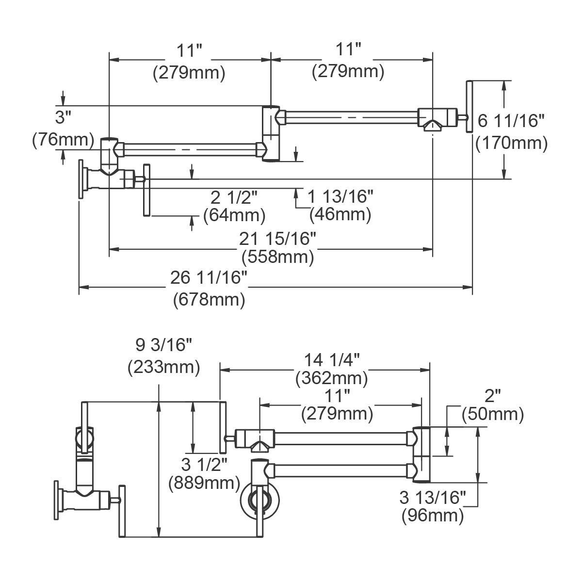 Alternate Image for Elkay LKAV4091CR Avado Wall Mount Single Hole Pot Filler Kitchen Faucet with Lever Handles Chrome