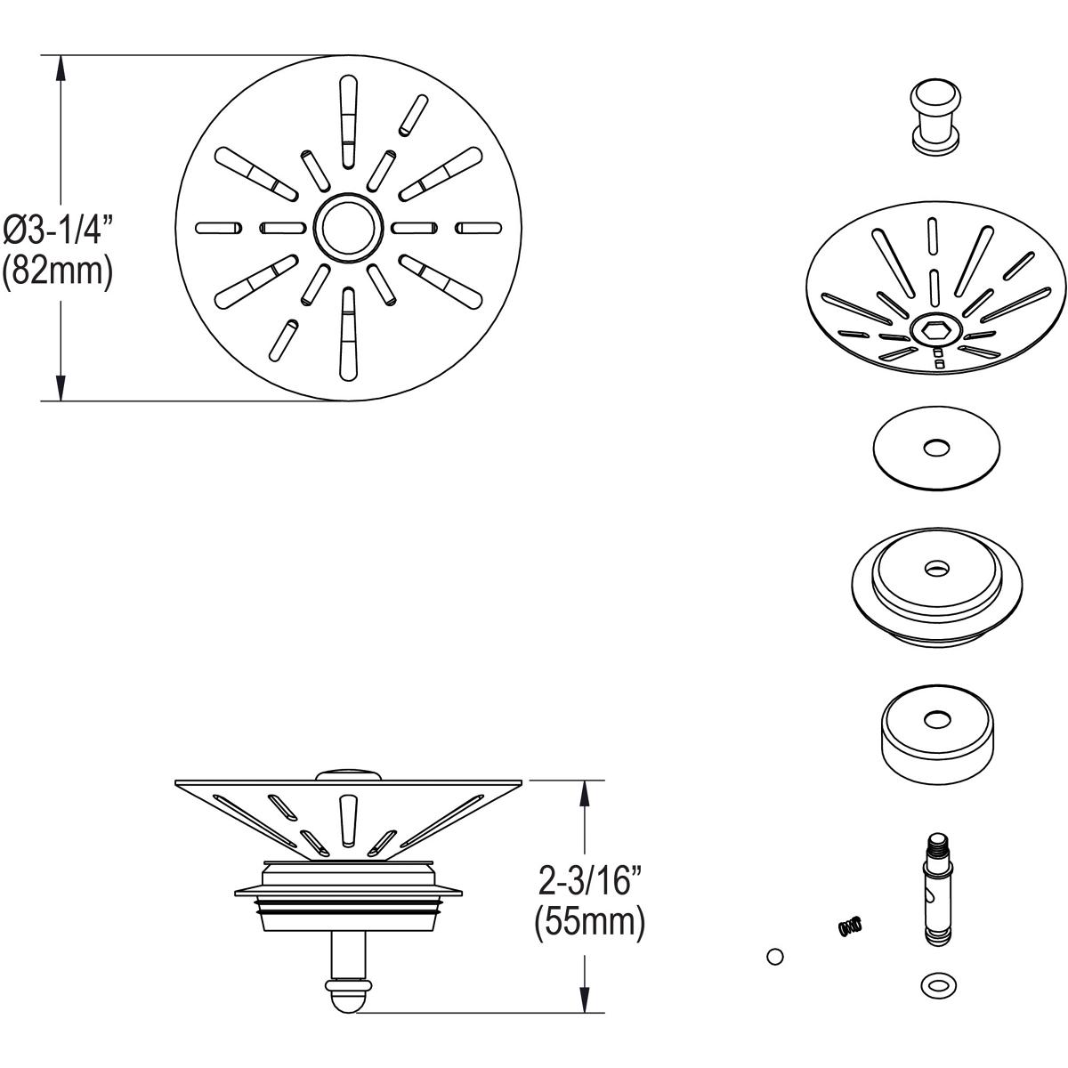 Alternate Image for Elkay LKDS99 3-1/2" Disposal Stopper / Strainer for use with, InSinkErator Disposal Chrome Polished Stainless Steel