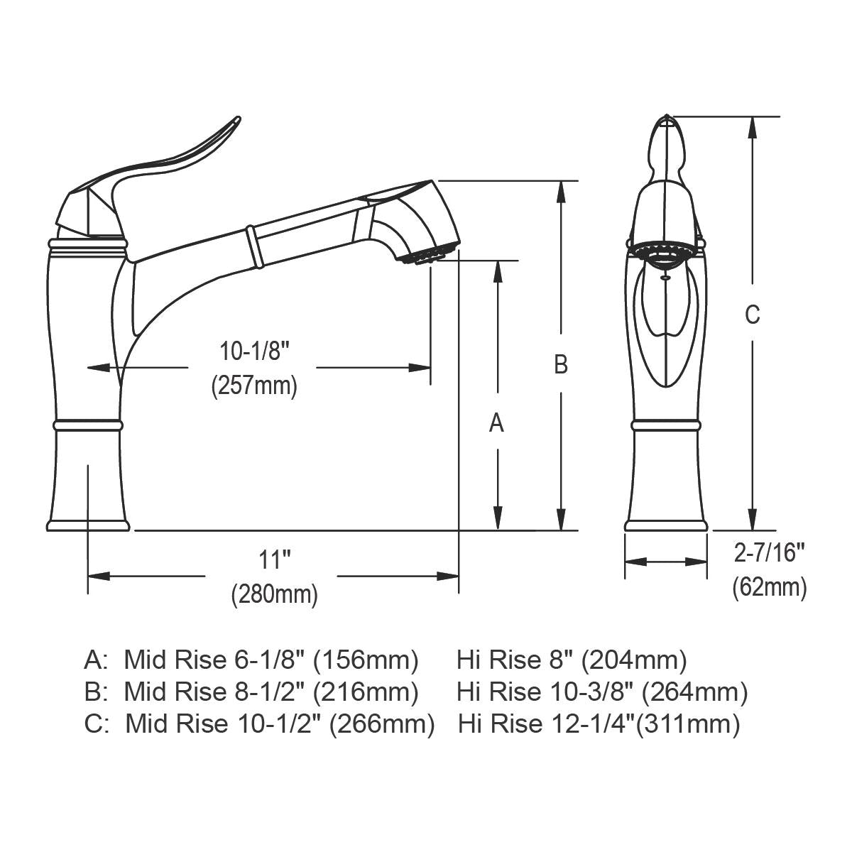 Alternate Image for Elkay LKEC1041PN Explore Single Hole Kitchen Faucet with Pull-out Spray Lever Handle with Hi and Mid-rise Base Options Polished Nickel