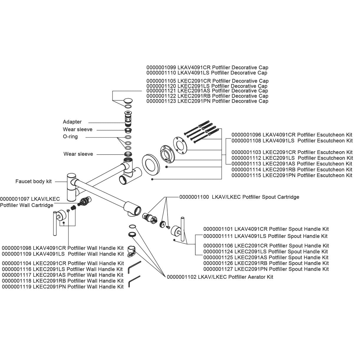 Alternate Image for Elkay LKEC2091AS Explore Wall Mount Single Hole Pot Filler Kitchen Faucet with Lever Handles Antique Steel