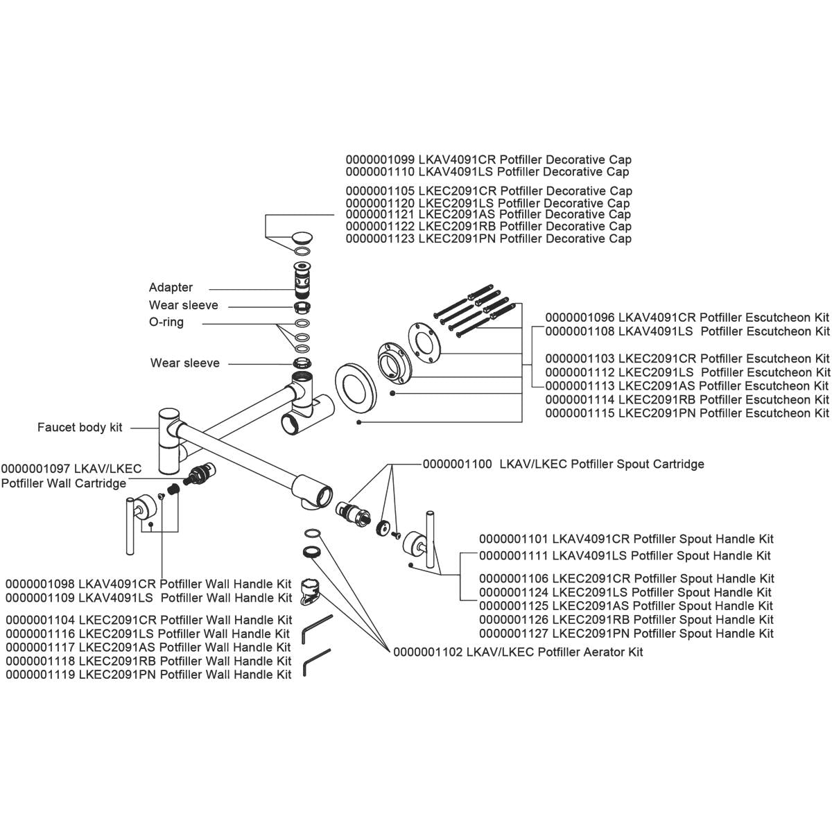 Alternate Image for Elkay LKEC2091CR Explore Wall Mount Single Hole Pot Filler Kitchen Faucet with Lever Handles Chrome
