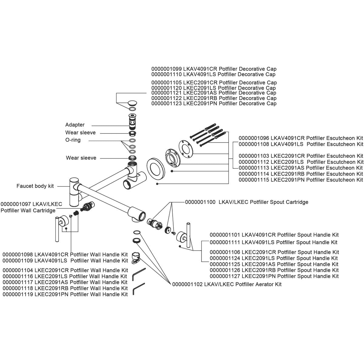 Alternate Image for Elkay LKEC2091RB Explore Wall Mount Single Hole Pot Filler Kitchen Faucet with Lever Handles Oil Rubbed Bronze