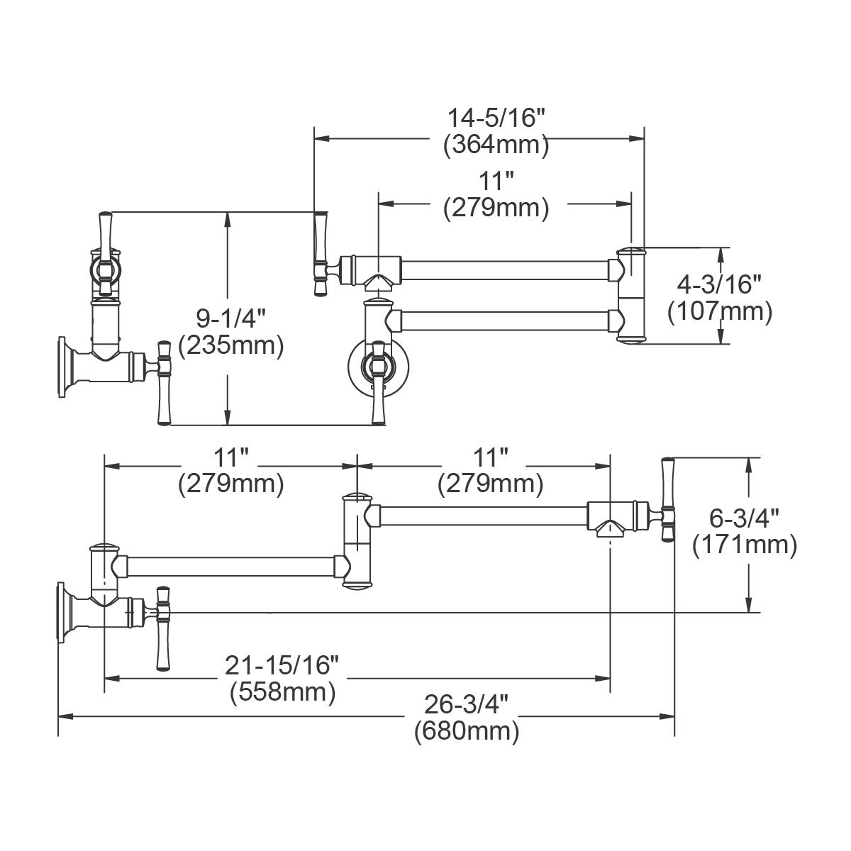 Alternate Image for Elkay LKEC2091CR Explore Wall Mount Single Hole Pot Filler Kitchen Faucet with Lever Handles Chrome