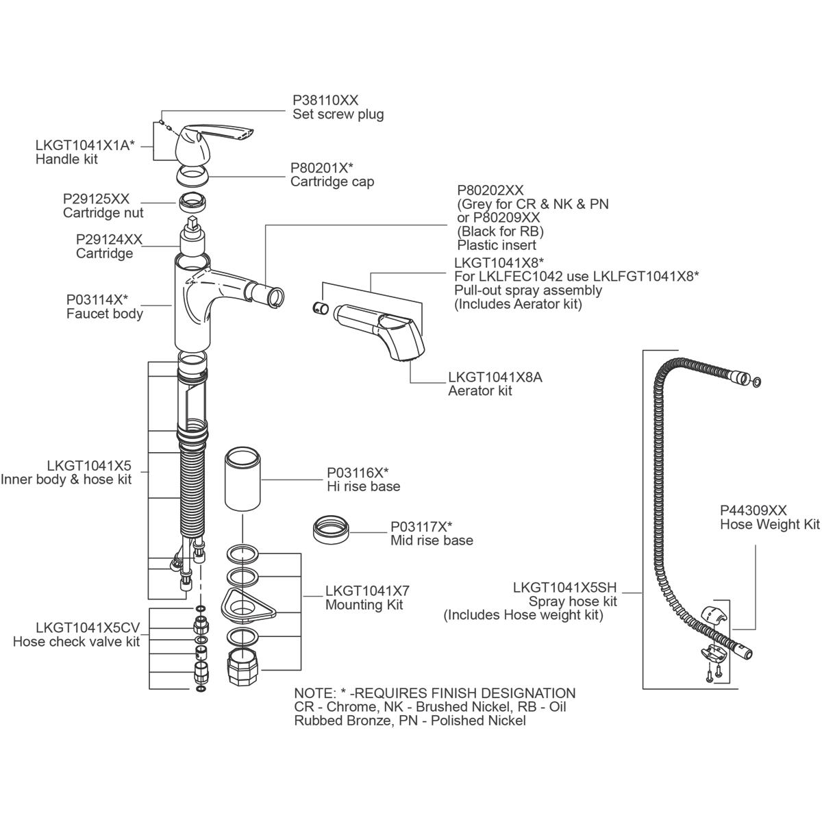 Alternate Image for Elkay LKGT1041CR Gourmet Single Hole Kitchen Faucet Pull-out Spray and Lever Handle with Hi and Mid-rise Base Options Chrome