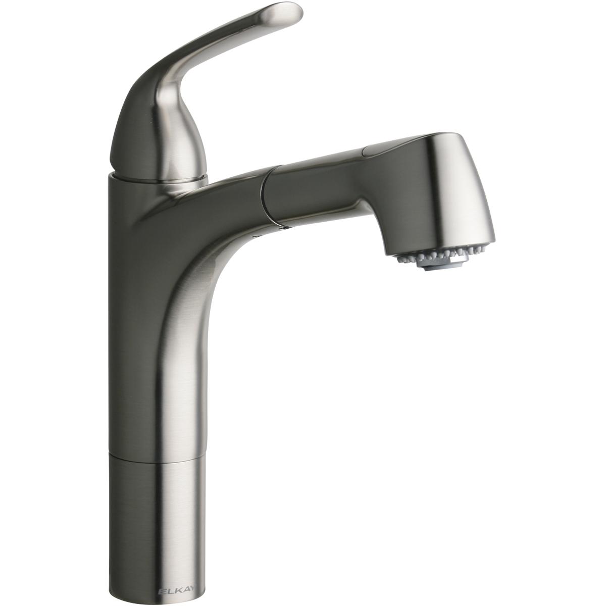 Alternate Image for Elkay LKGT1041NK Gourmet Single Hole Kitchen Faucet Pull-out Spray and Lever Handle with Hi and Mid-rise Base Options Brushed Nickel