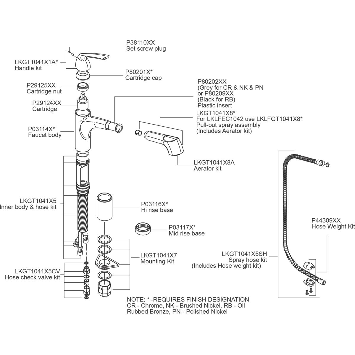 Alternate Image for Elkay LKGT1041RB Gourmet Single Hole Kitchen Faucet Pull-out Spray and Lever Handle with Hi and Mid-rise Base Options Oil Rubbed Bronze