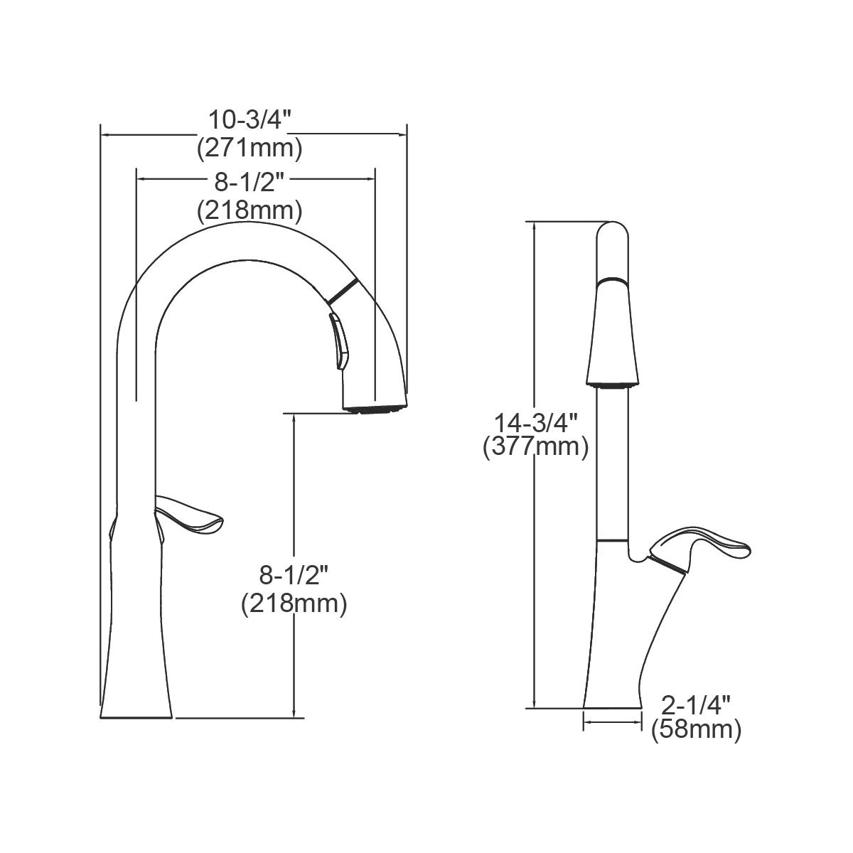 Alternate Image for Elkay LKHA4031AS Harmony Single Hole Kitchen Faucet with Pull-down Spray and Forward Only Lever Handle Antique Steel