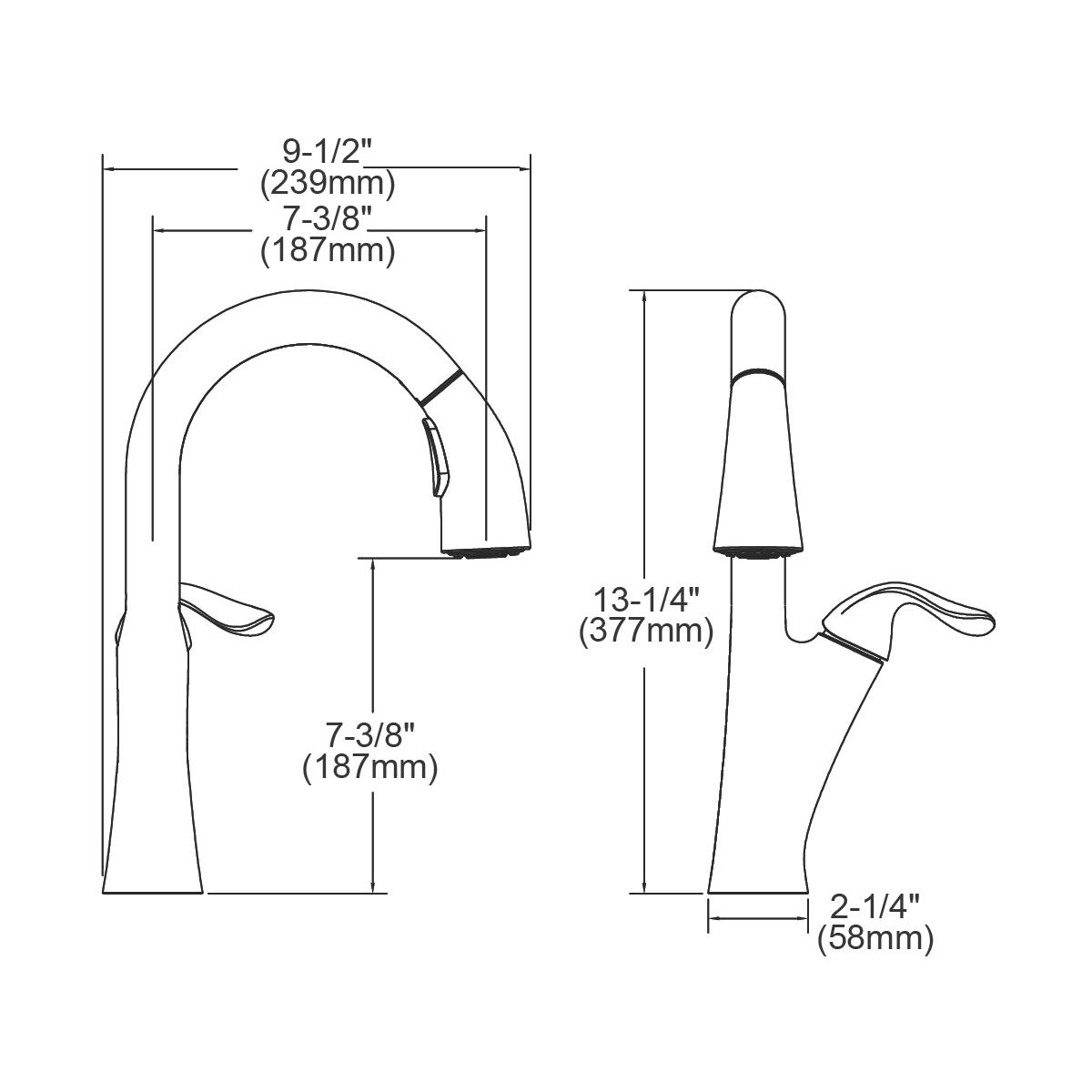 Alternate Image for Elkay LKHA4032AS Harmony Single Hole Bar Faucet with Pull-down Spray and Forward Only Lever Handle Antique Steel