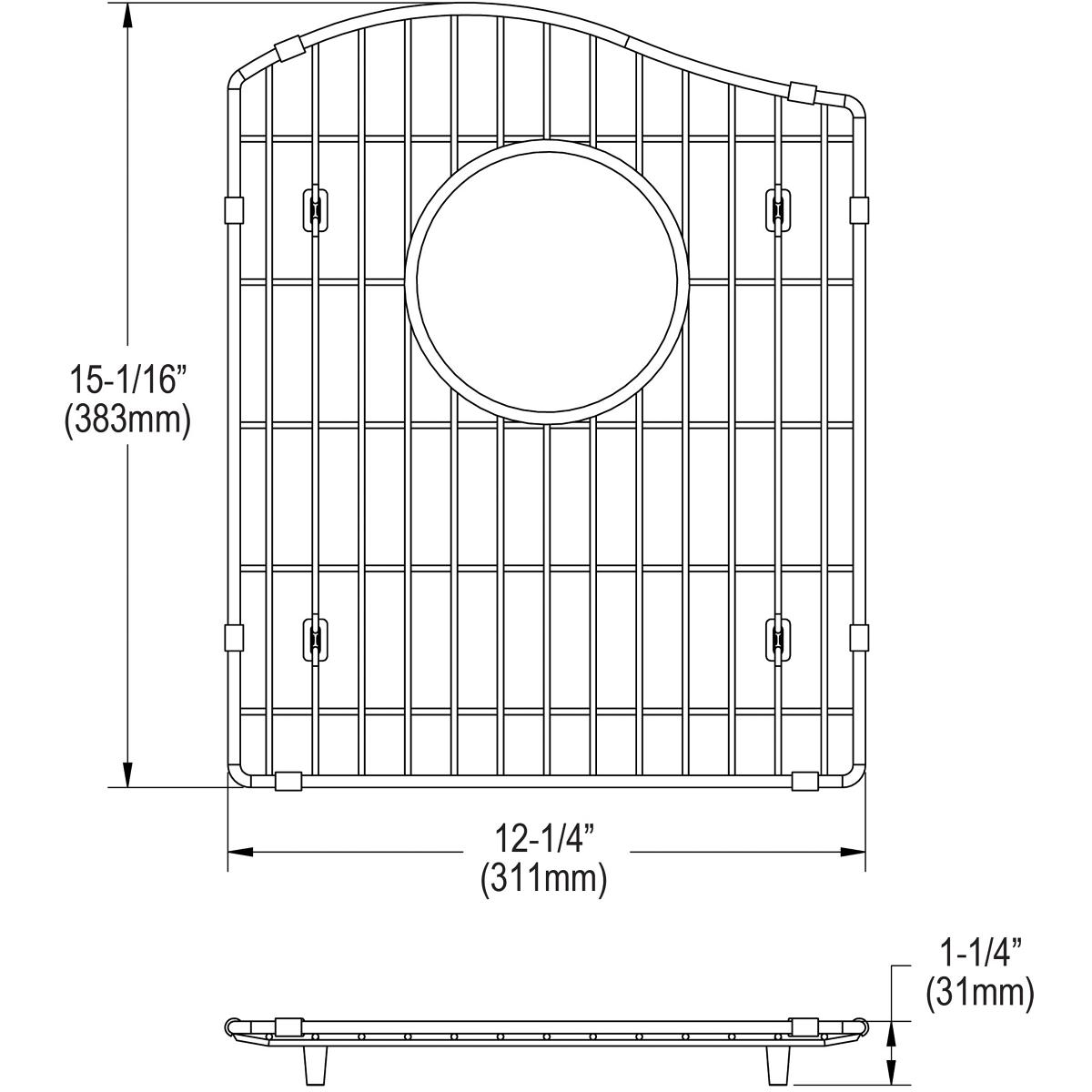 Alternate Image for Elkay LKOBG1417LSS Stainless Steel 12-1/4" x 15-1/16" x 1-1/4" Bottom Grid