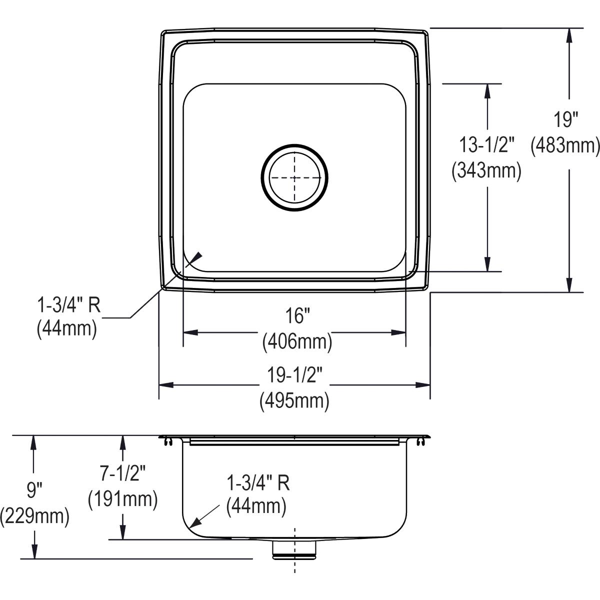 Alternate Image for Elkay Lustertone Classic 20" Stainless Steel Kitchen Sink, 18 Gauge, Lustrous Satin, 3 Faucet Hole, LR1919PD3